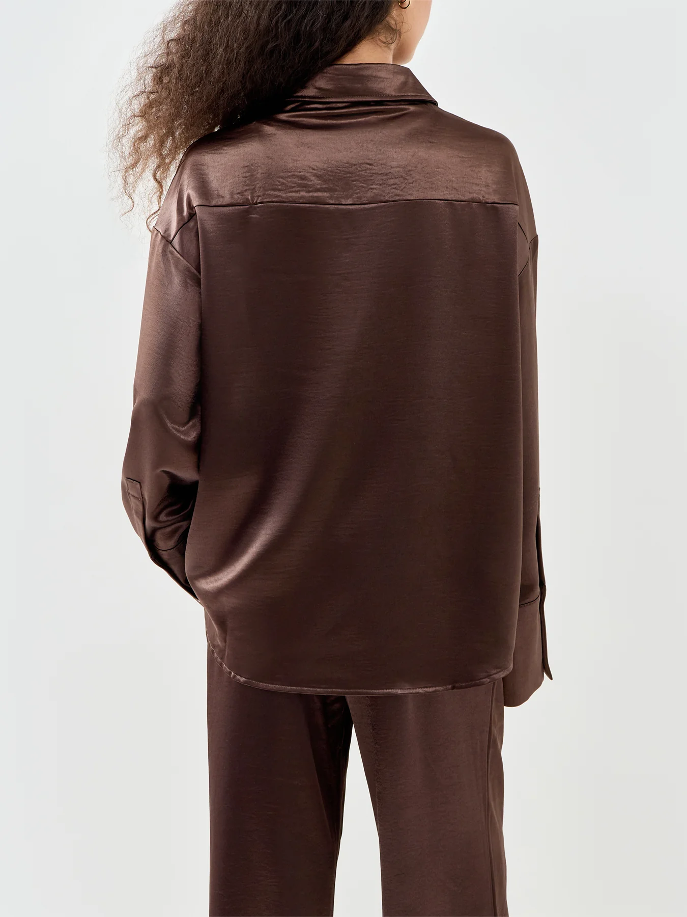Zelda Satin Shirt Brown - Image 5