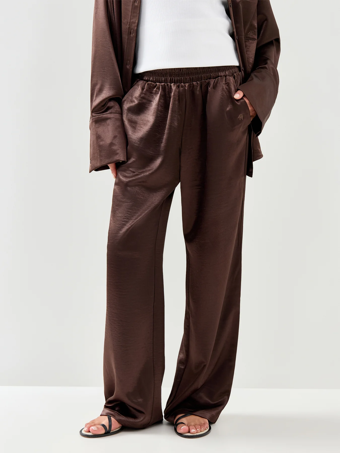 Zelda Satin Trouser Brown - Image 4