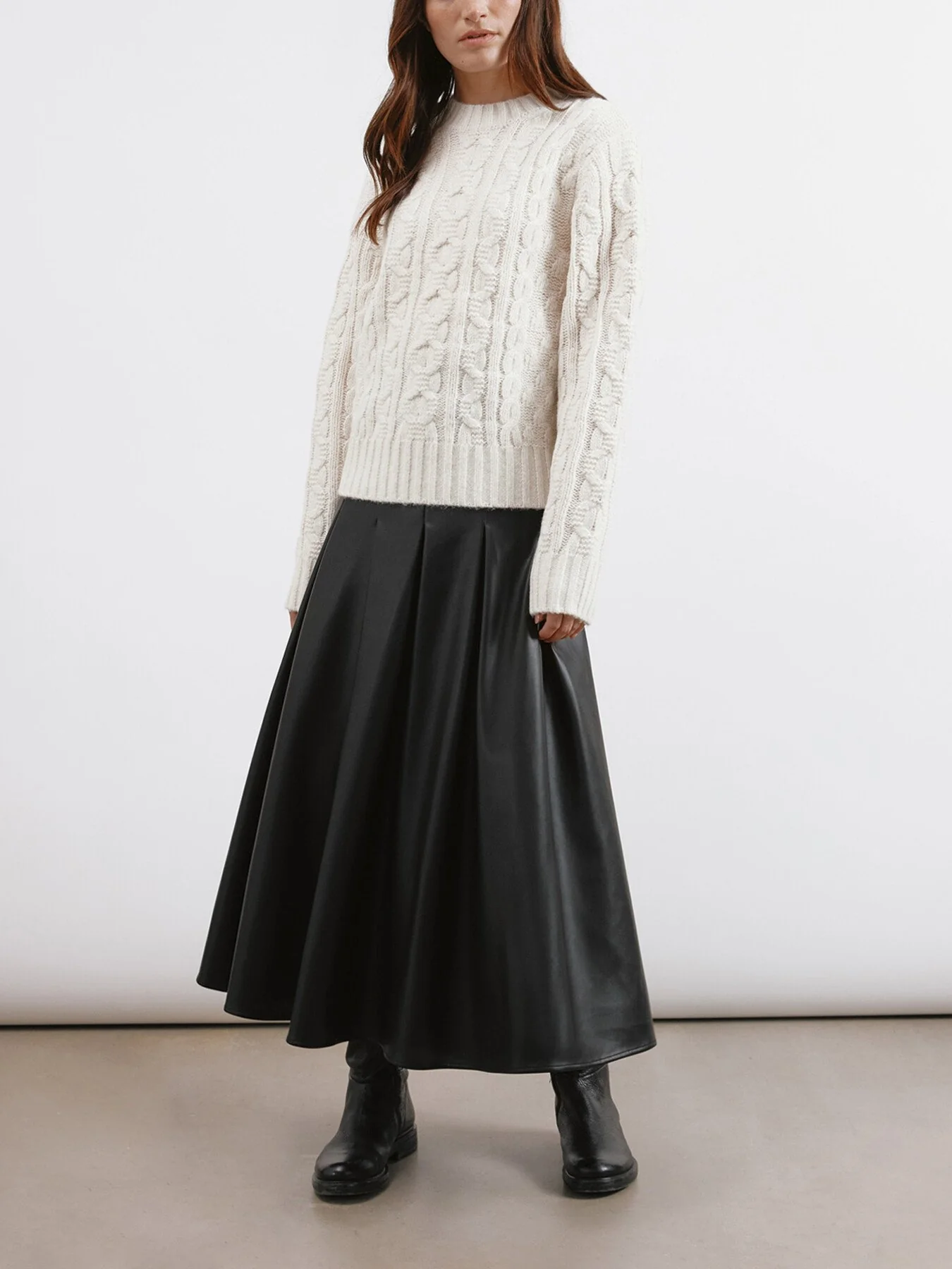 Cable Crew Neck Jumper Cream - Image 4