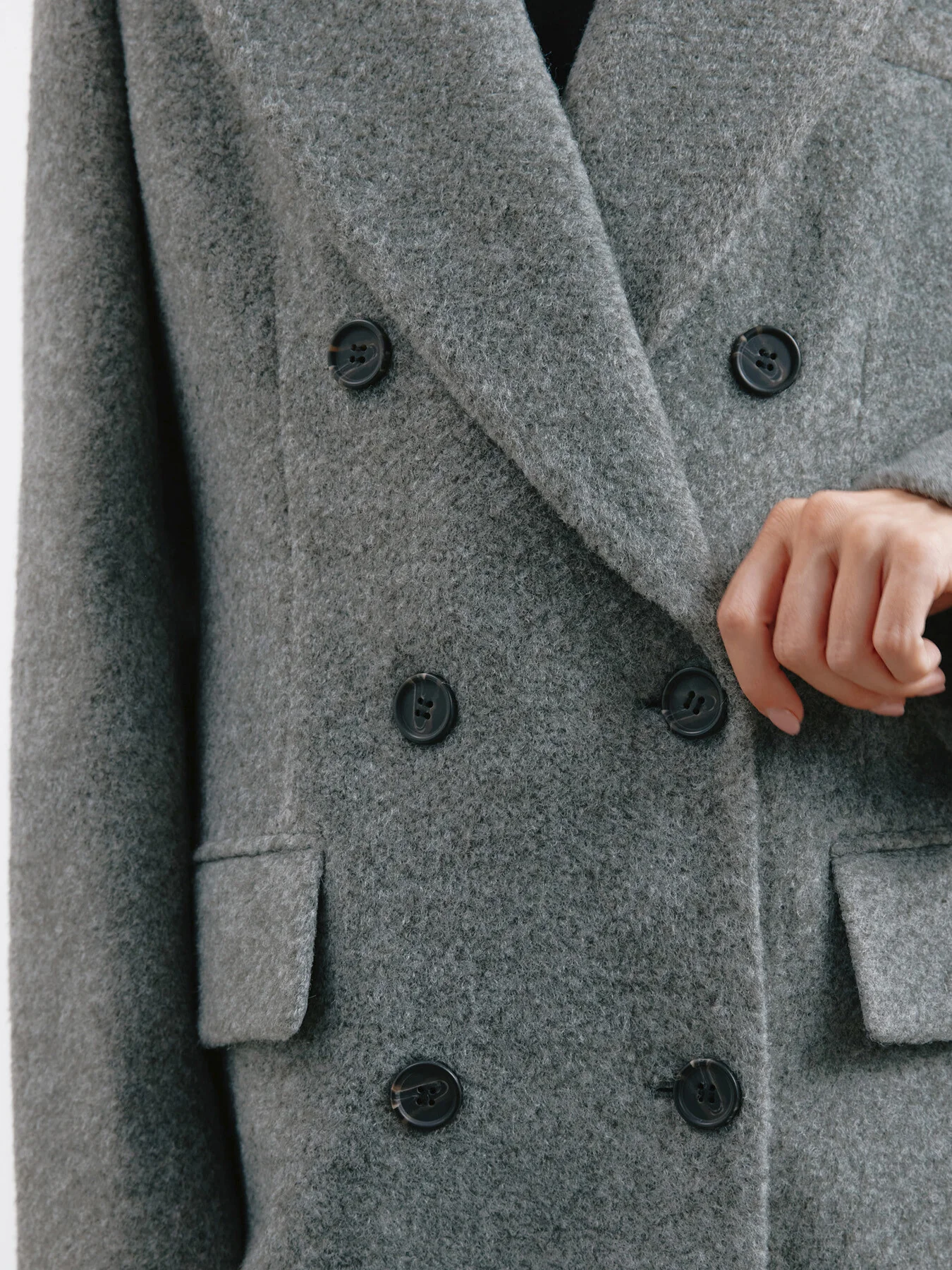 Double Breasted Coat Grey - Image 3