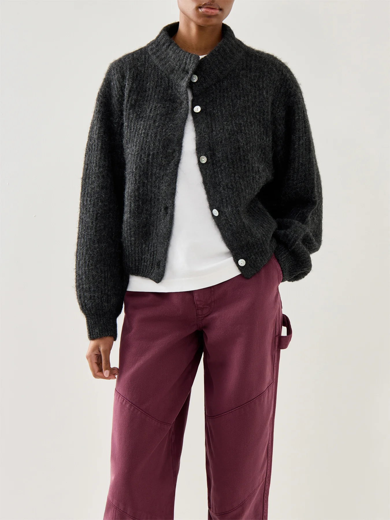East Cardigan Charcoal Melange Black - Image 4