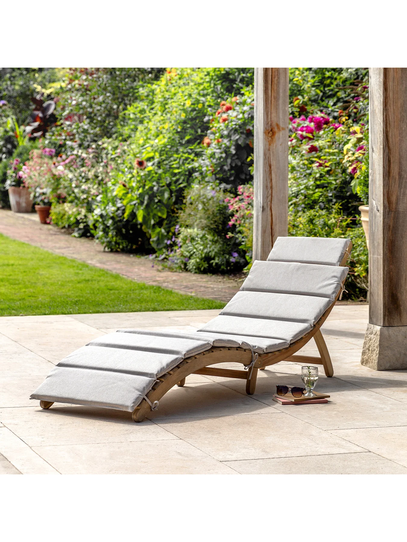 Ammos Foldaway Acacia Sunlounger - Image 2