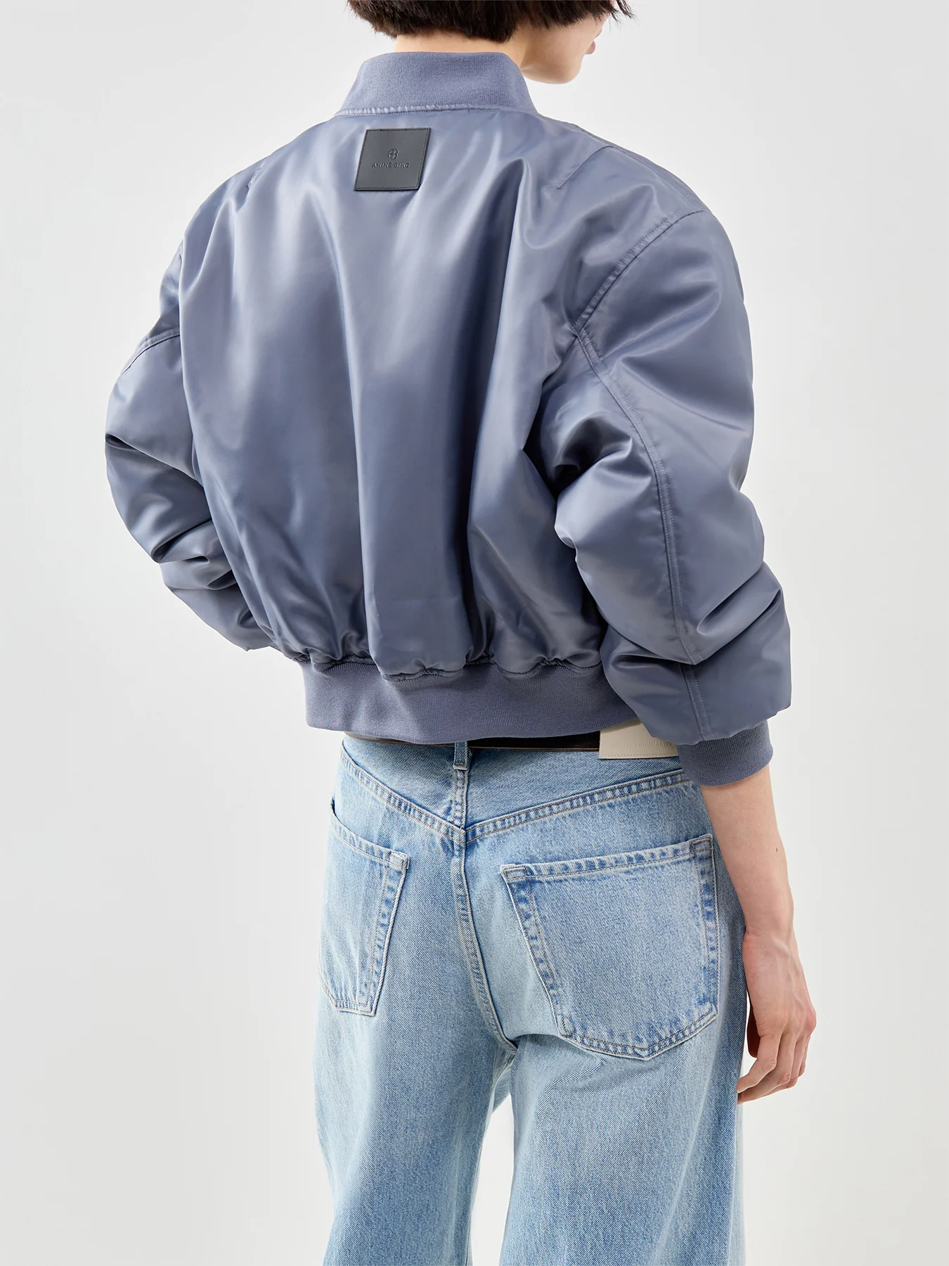 Cropped Leon Bomber Jacket Grey - Image 5