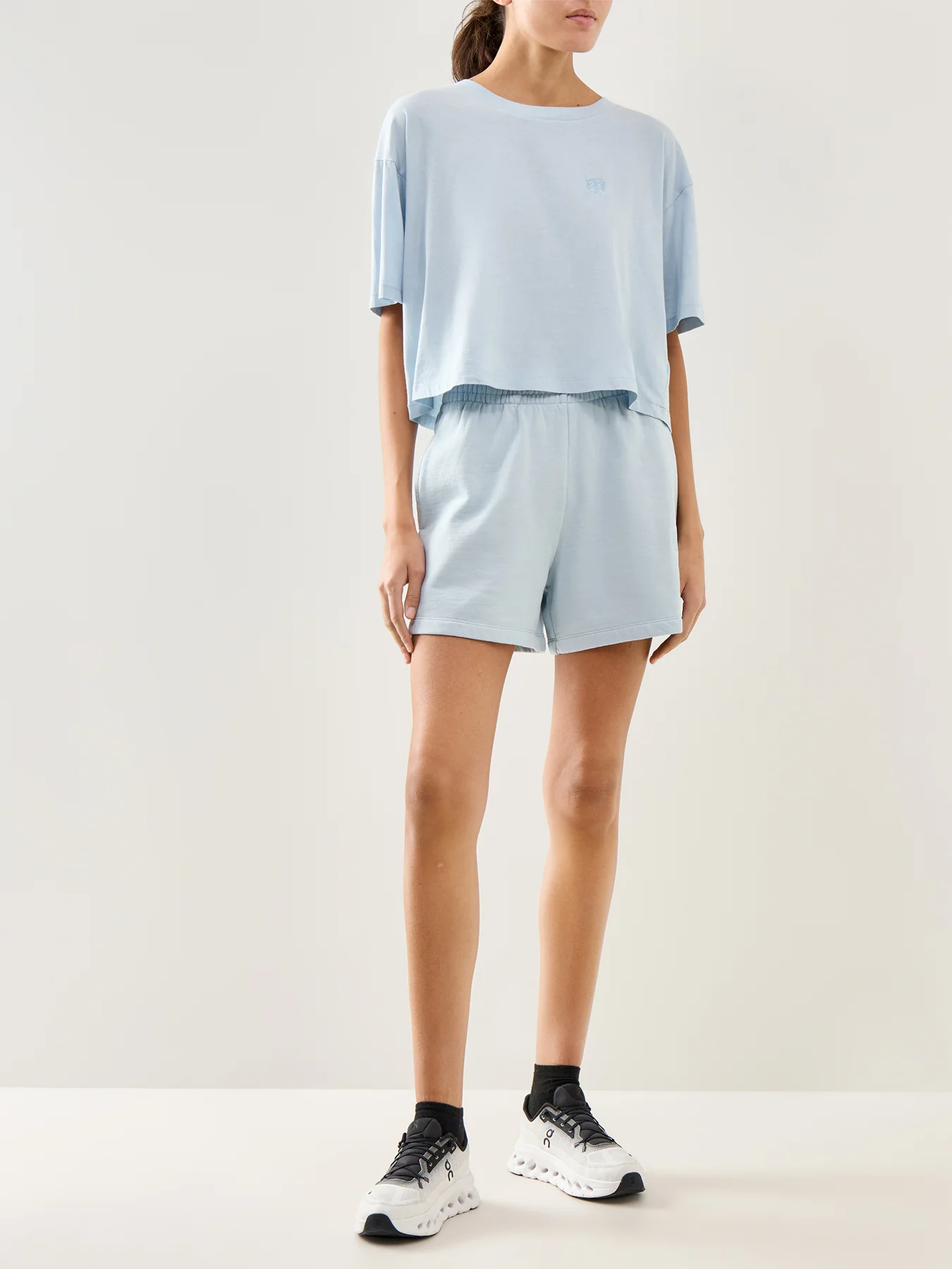 Monogram Cropped Jersey Tee Blue - Image 2