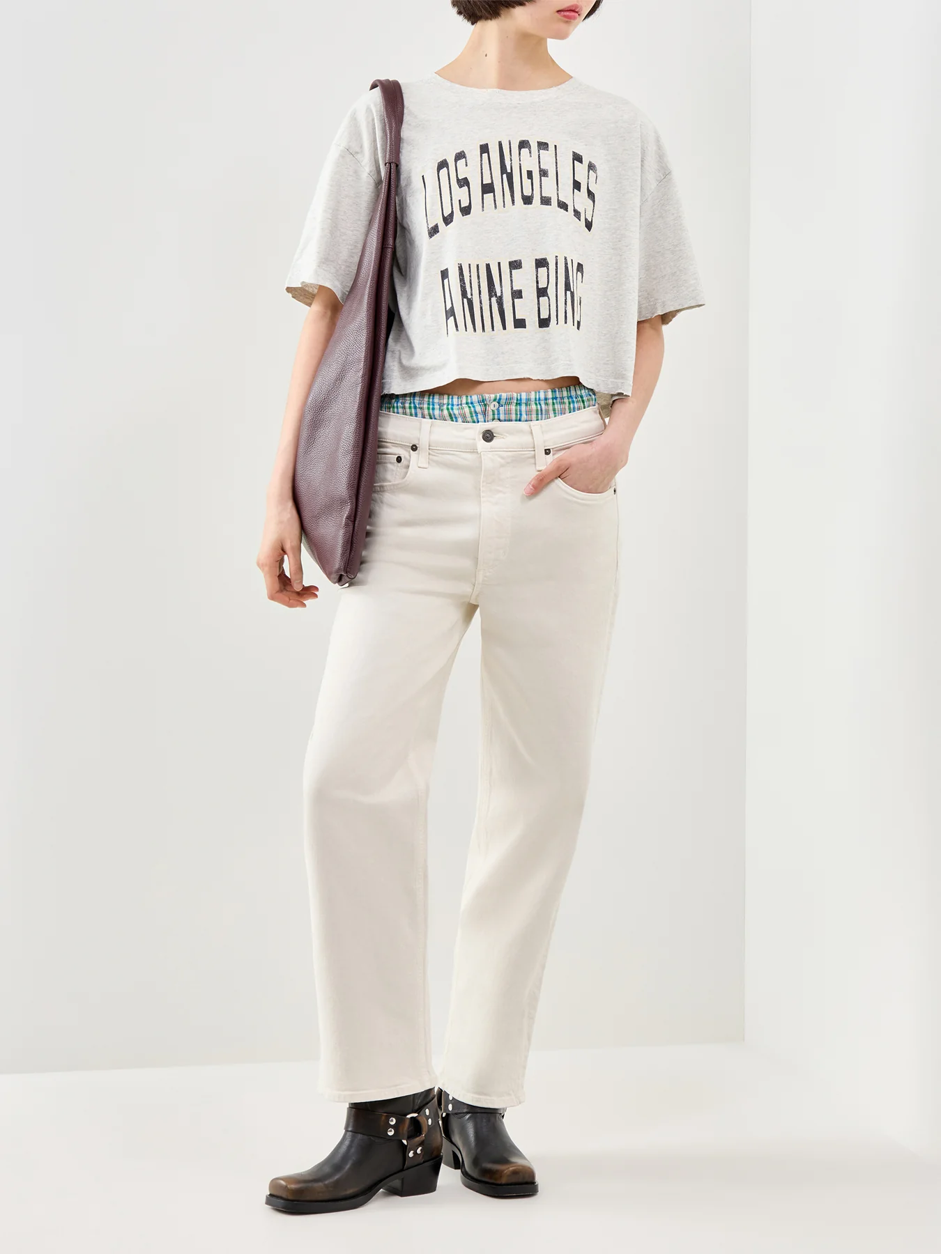 Johnny Cropped Tee Grey Melange - Image 2