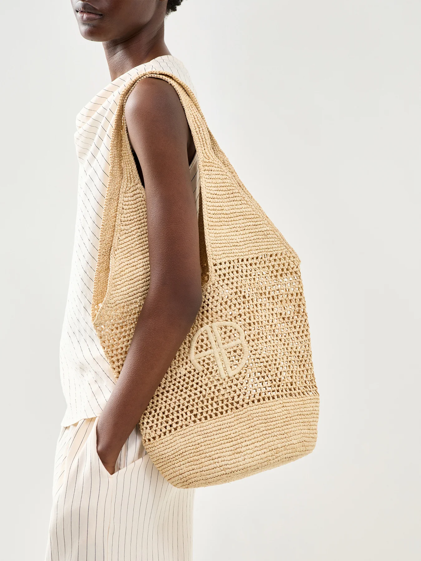 Leah Logo Hobo Bag Natural - Image 2