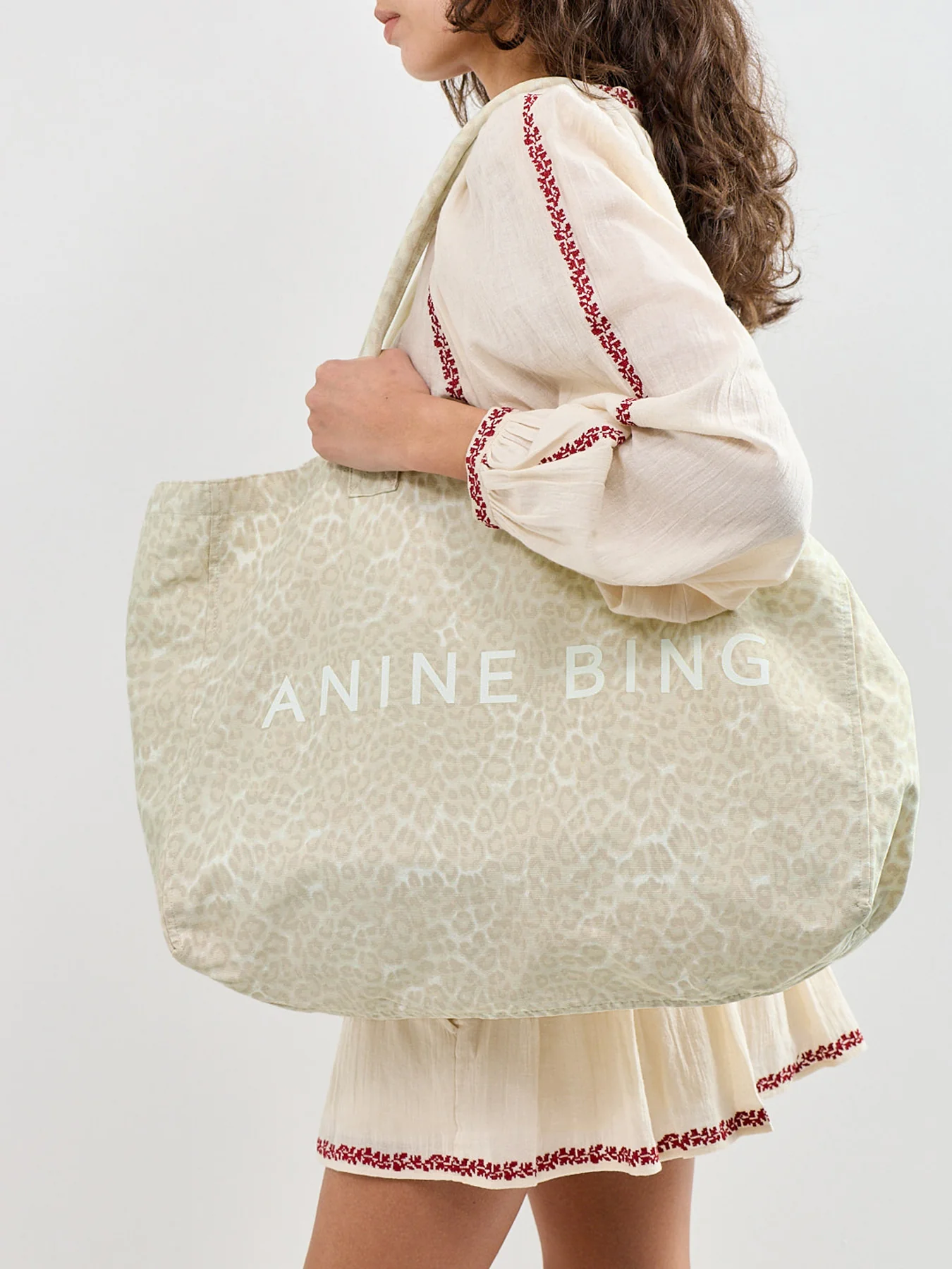 Leo Canvas Tote - Washed White Leopard - Image 2