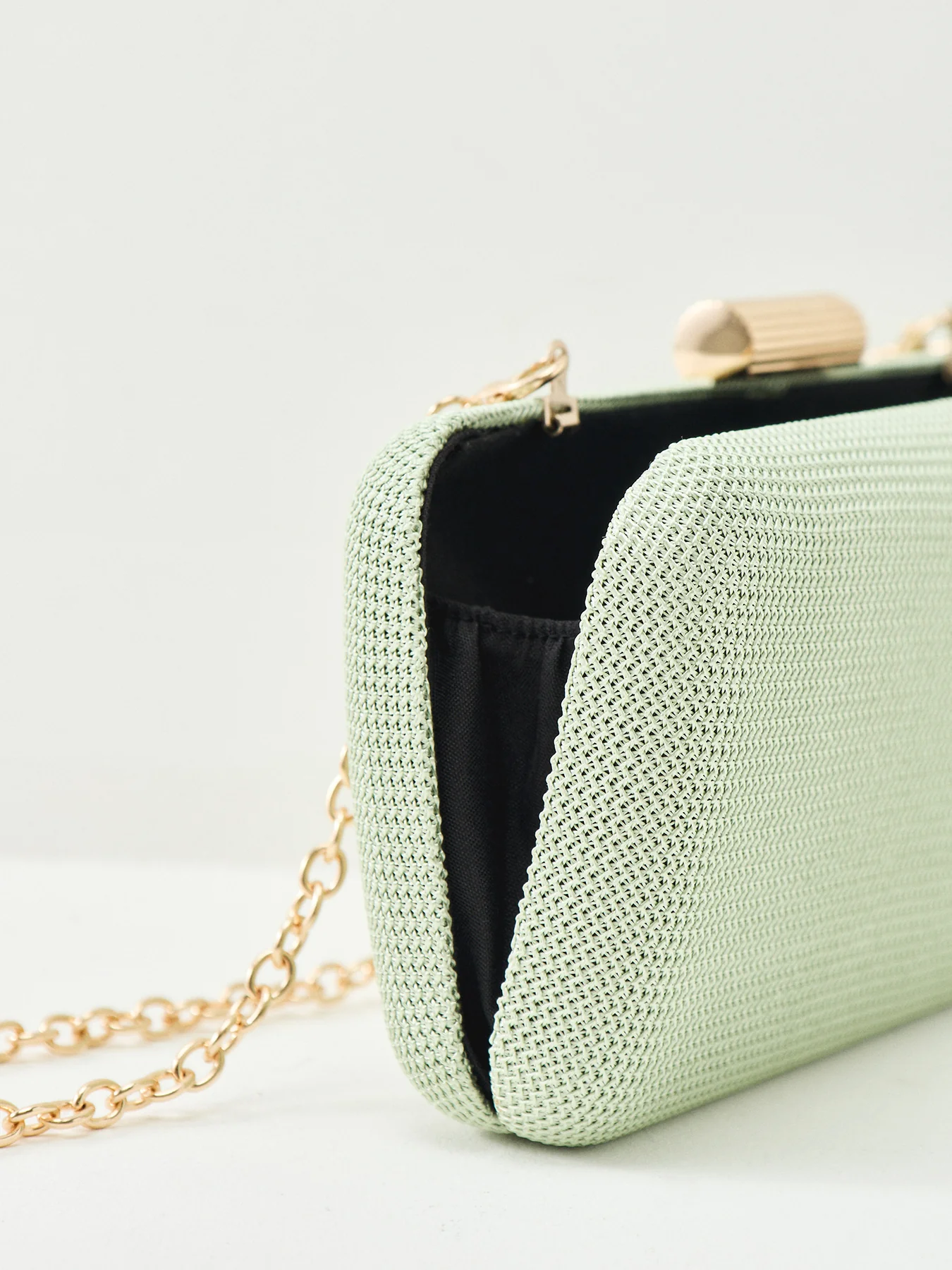 Clutch Bag with Metal Clasp Green - Image 5