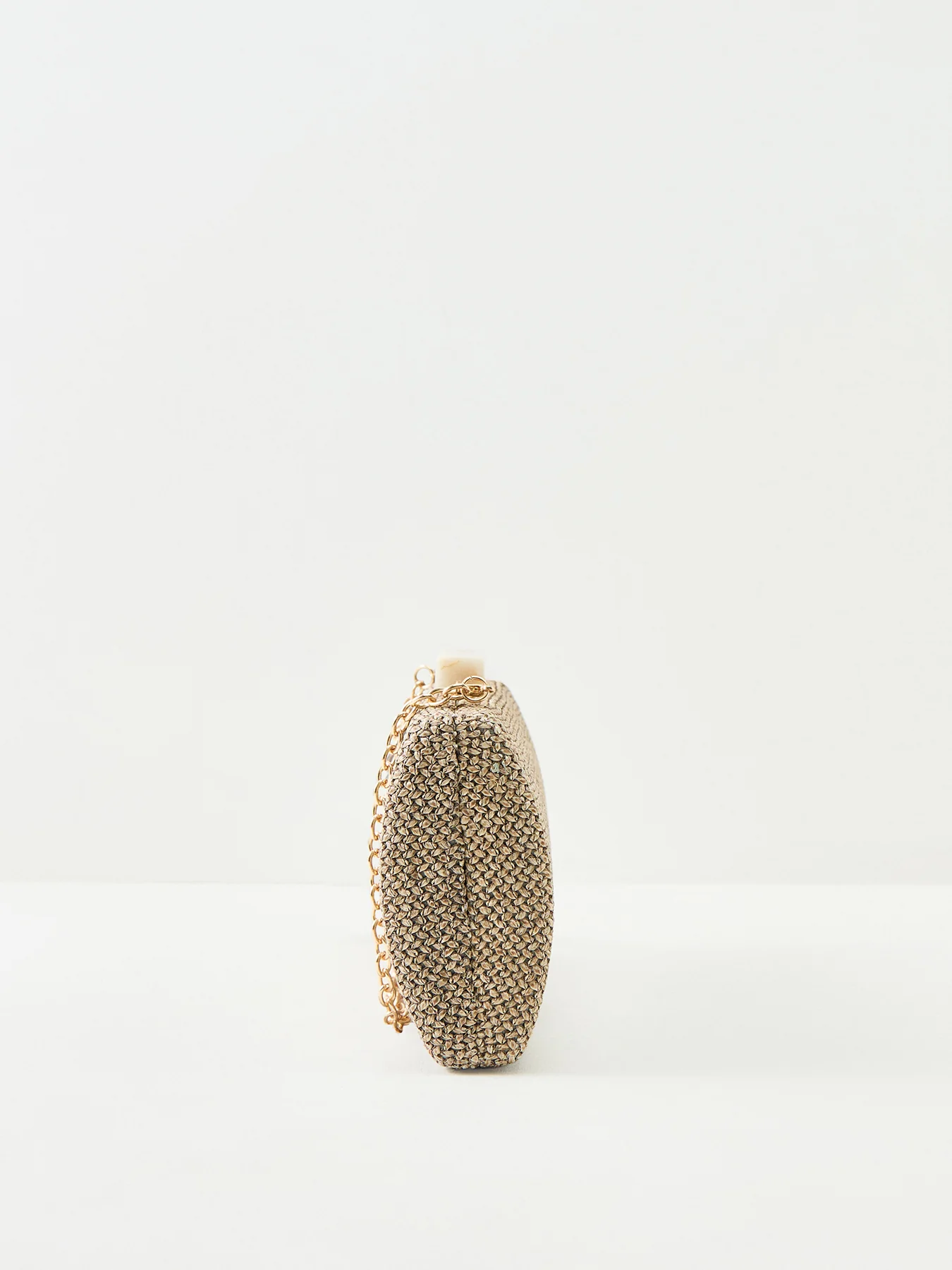 Raffia Clutch Bag with Chain - Image 4