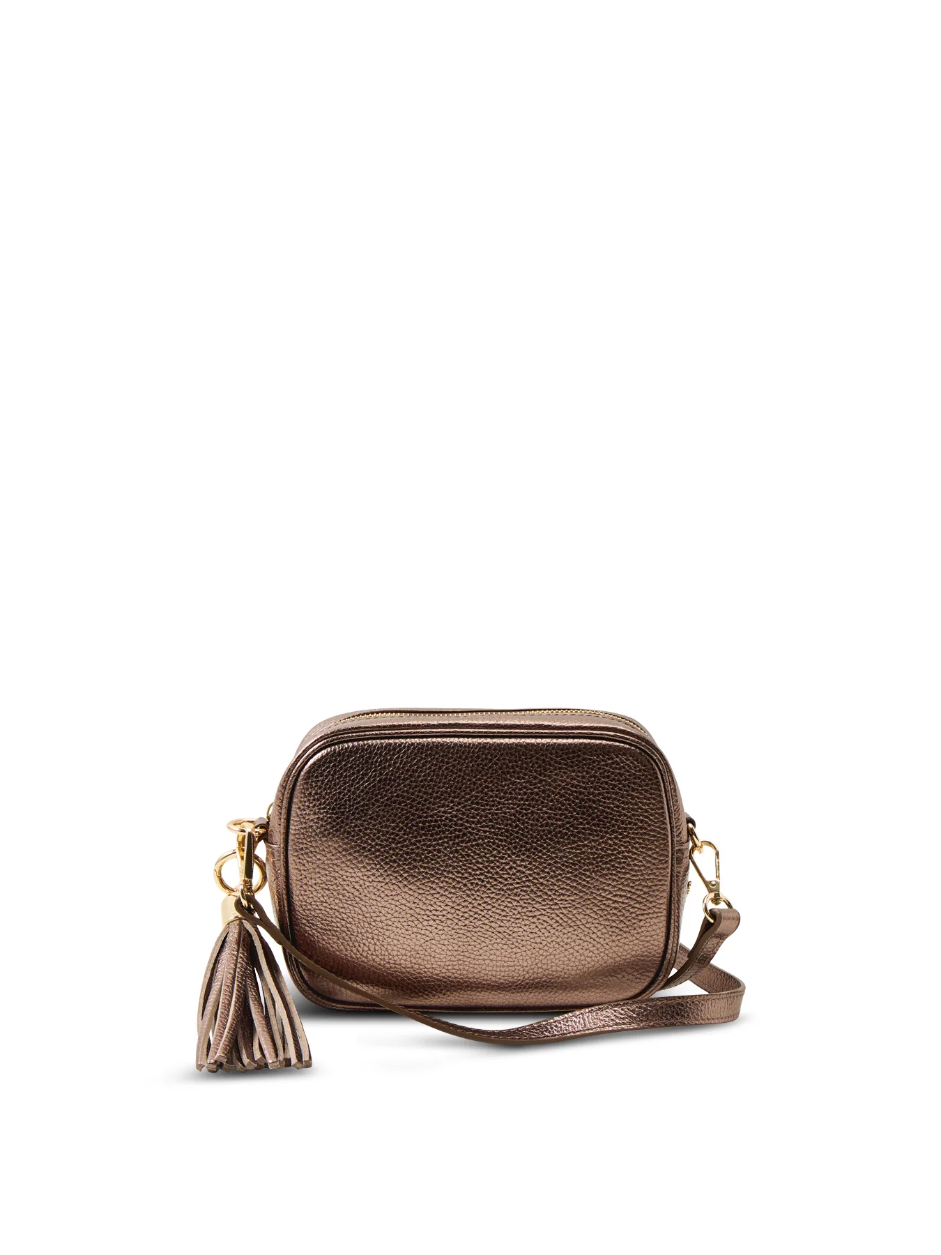 Tassel Leather Crossbody Bag Bronze