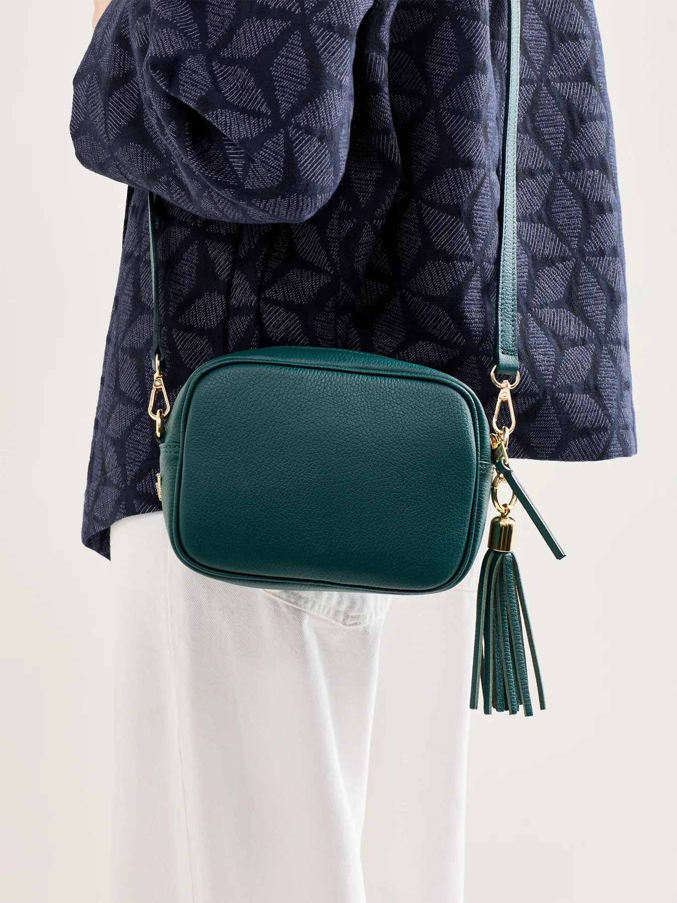 Tassel Leather Crossbody Bag Blue - Image 2