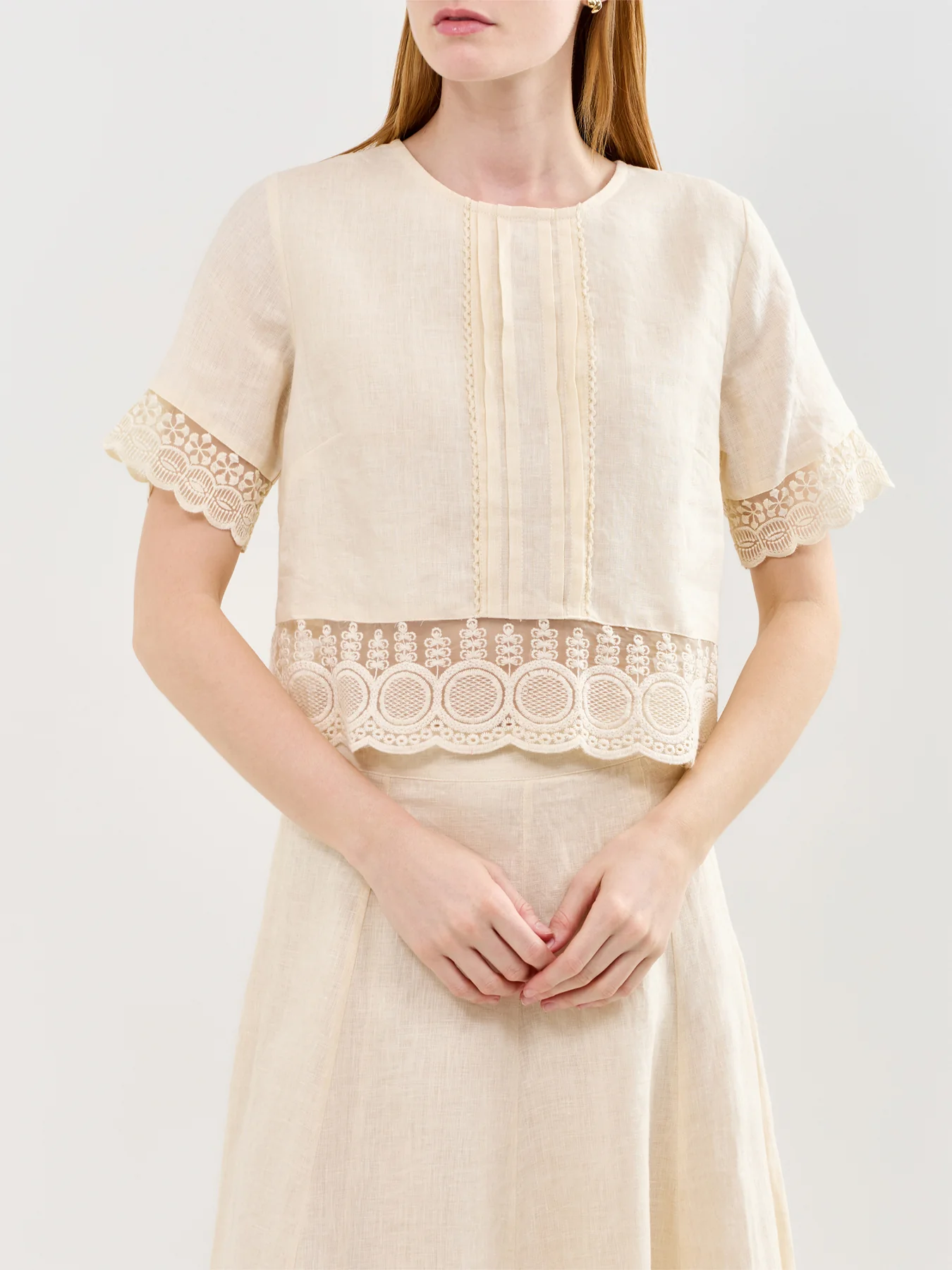 Linen Lace Top Cream - Image 4