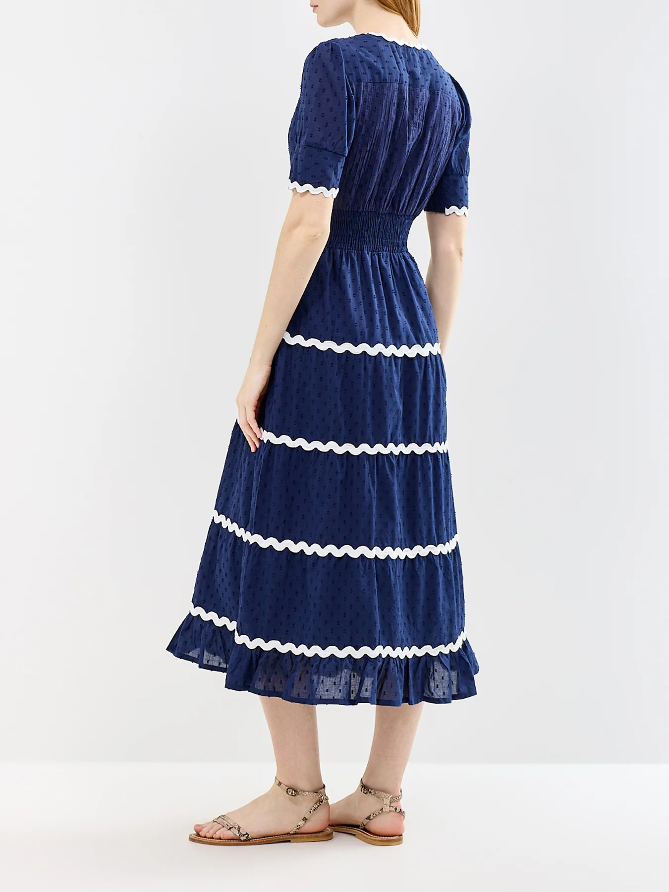 Viola Ric Rac Maxi Dress Navy - Image 5