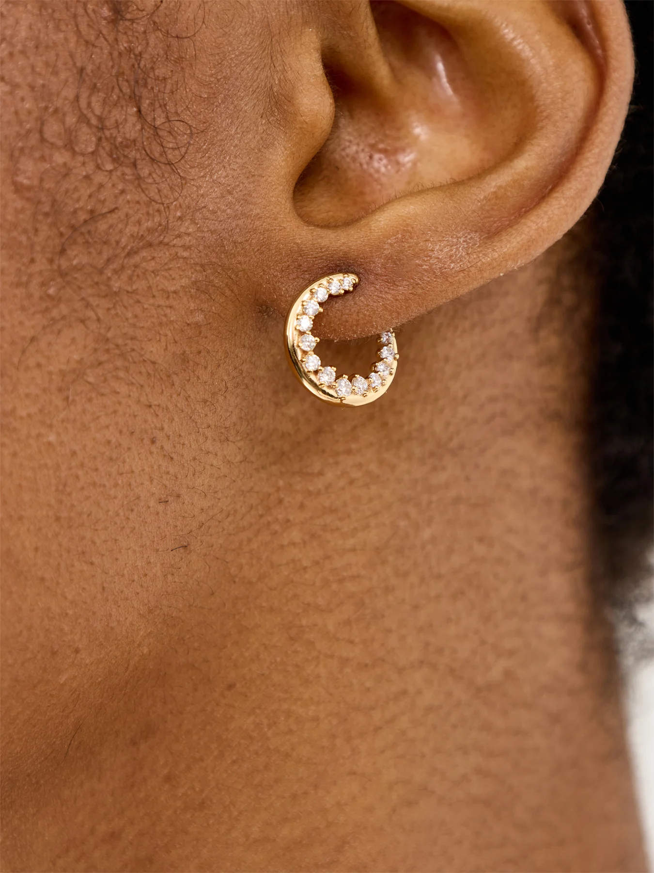 Spiral Crystal Hoops Gold - Image 2