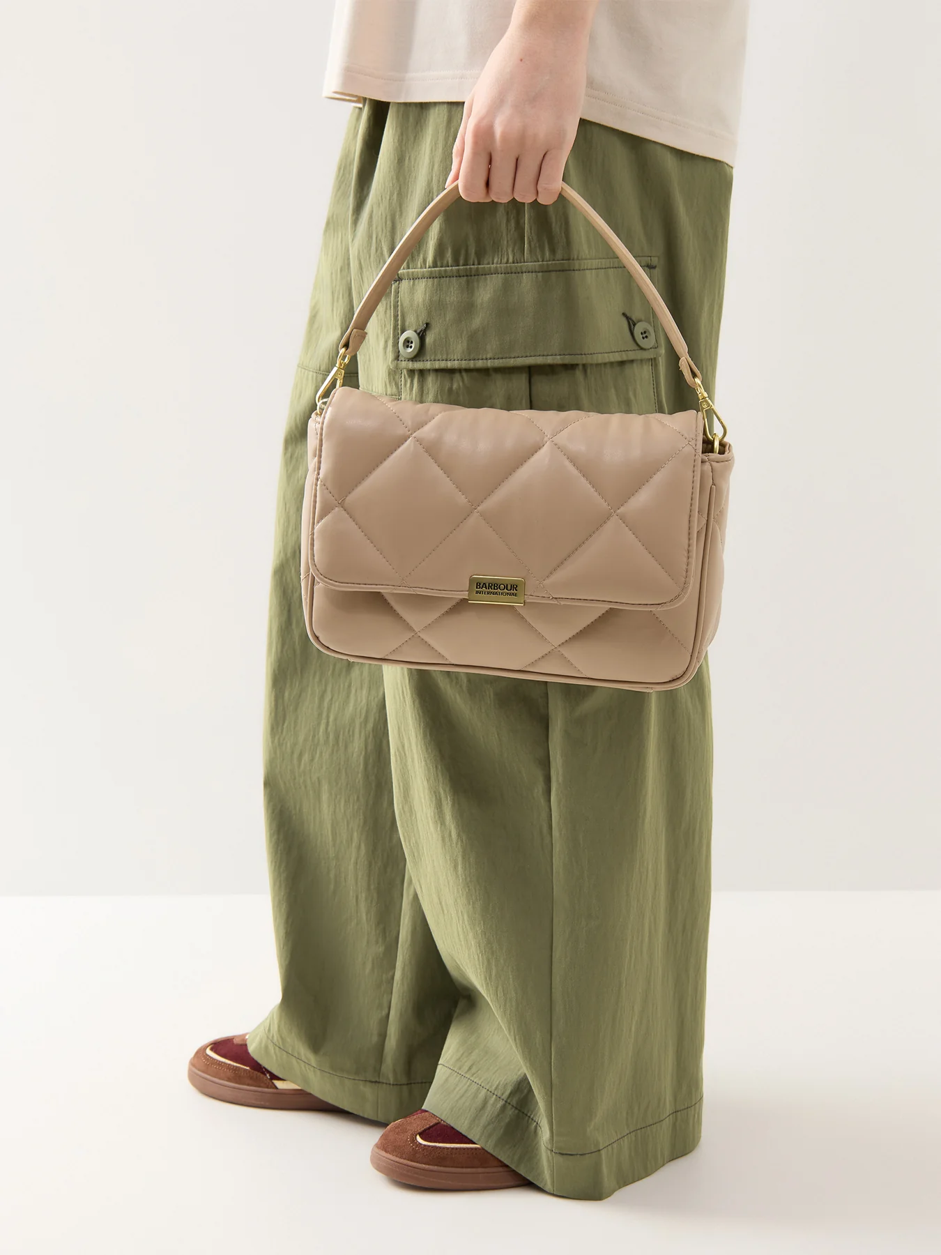 B.Intl Soft Quilt Shoulder Bag Beige - Image 2