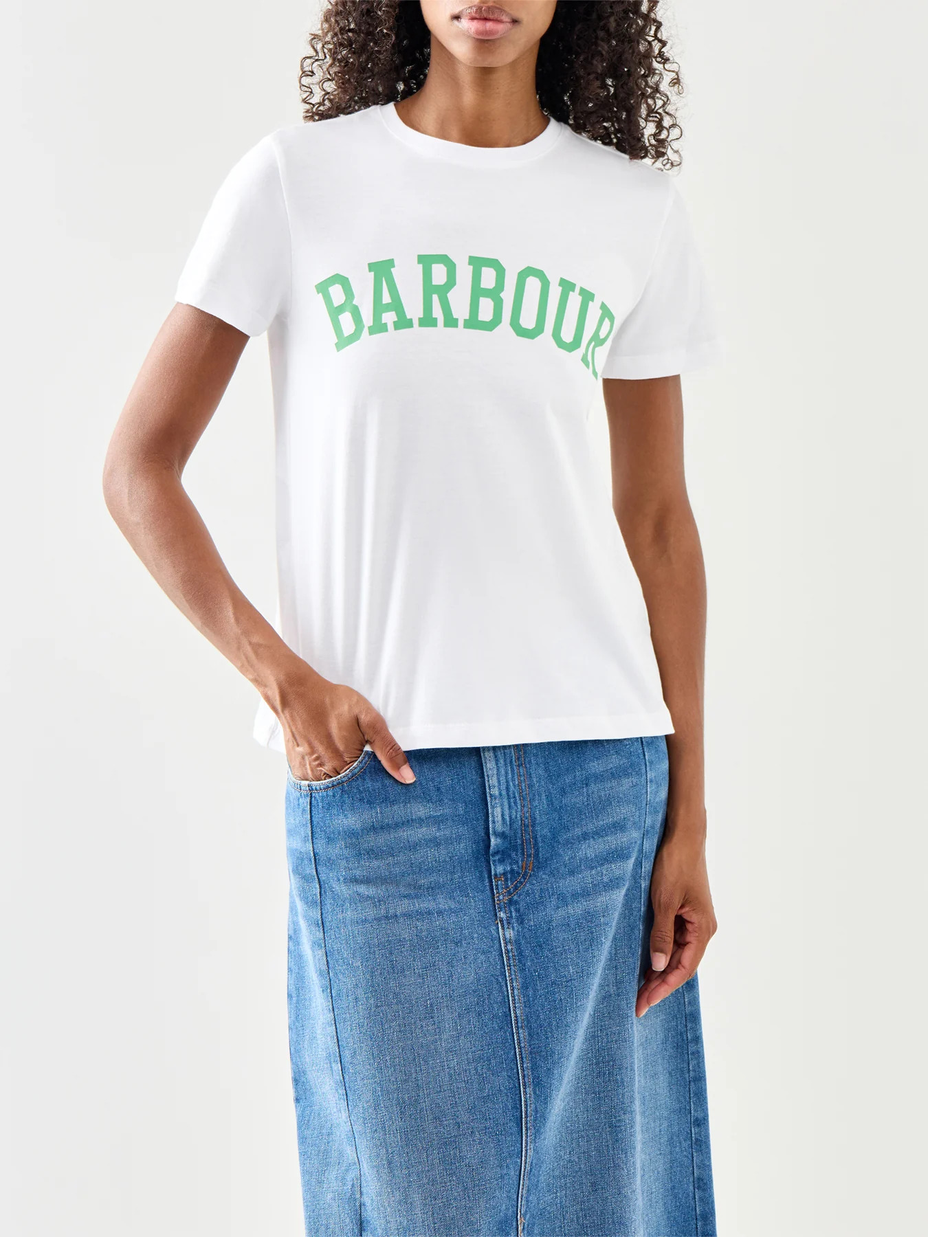 White Cotton Barbour Bailey Graphic T-Shirt - Image 4