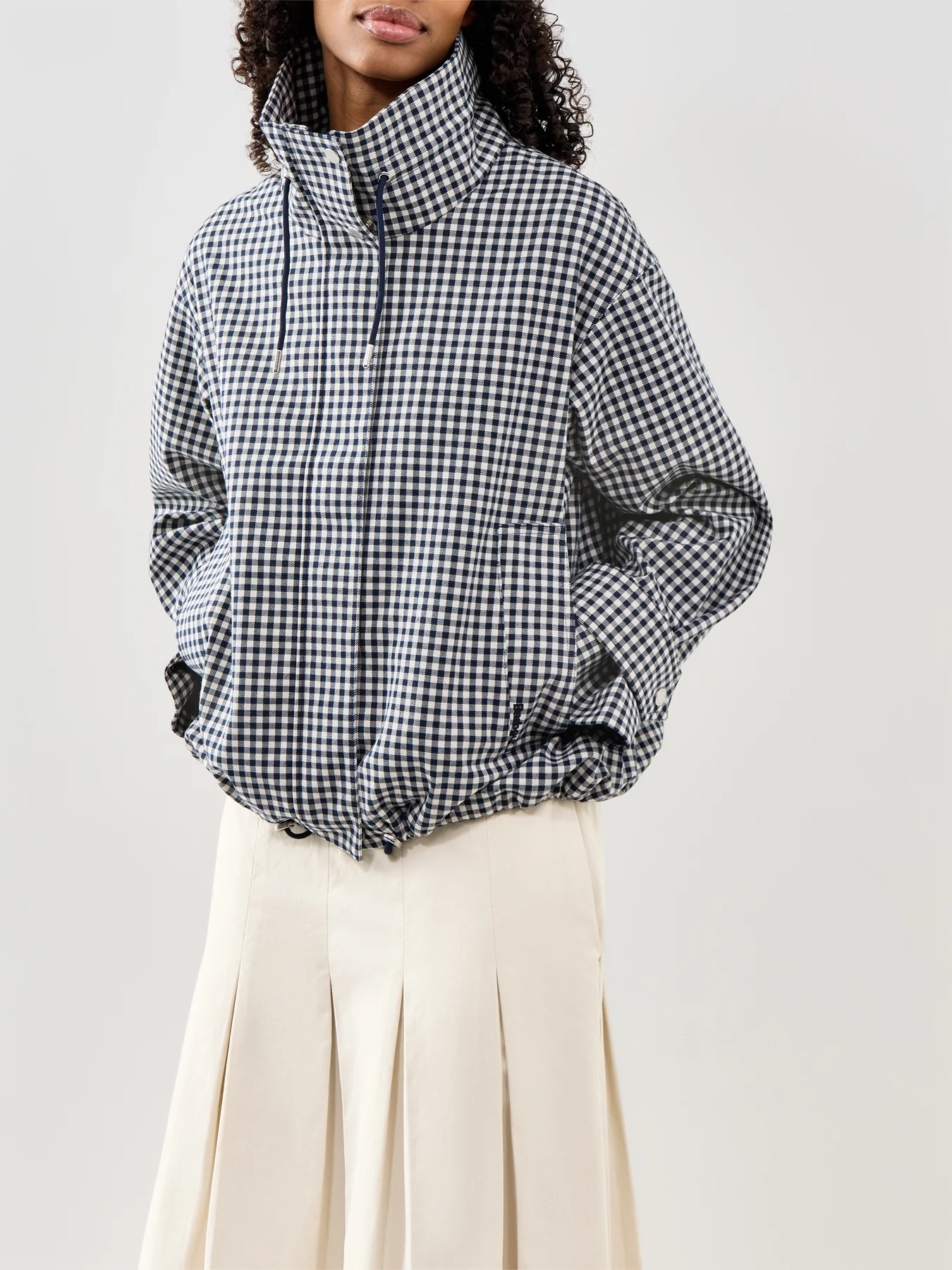 Bronwyn Check Showerproof Jacket Navy - Image 4