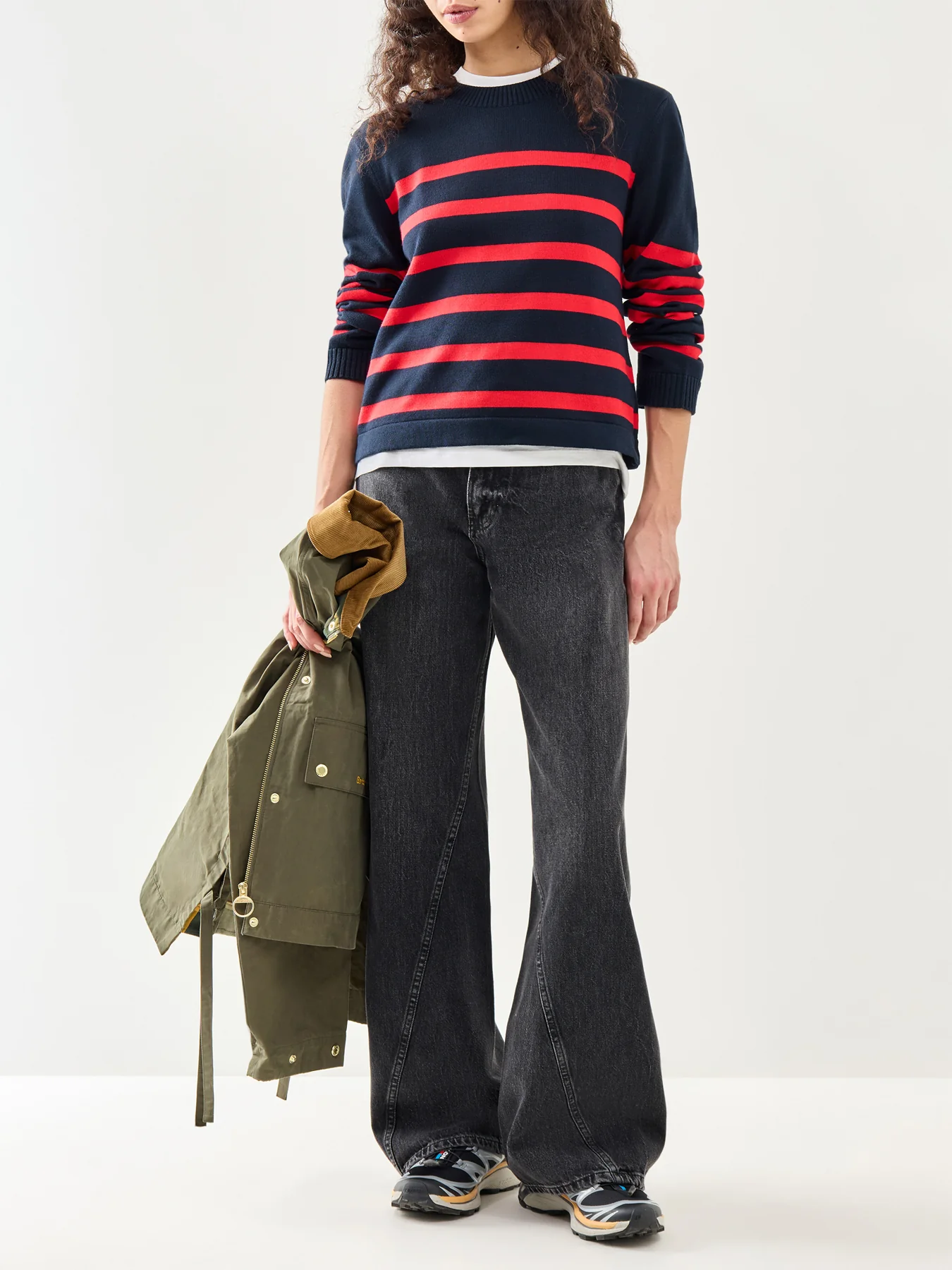 Fern Knitted Jumper Navy Red - Image 2