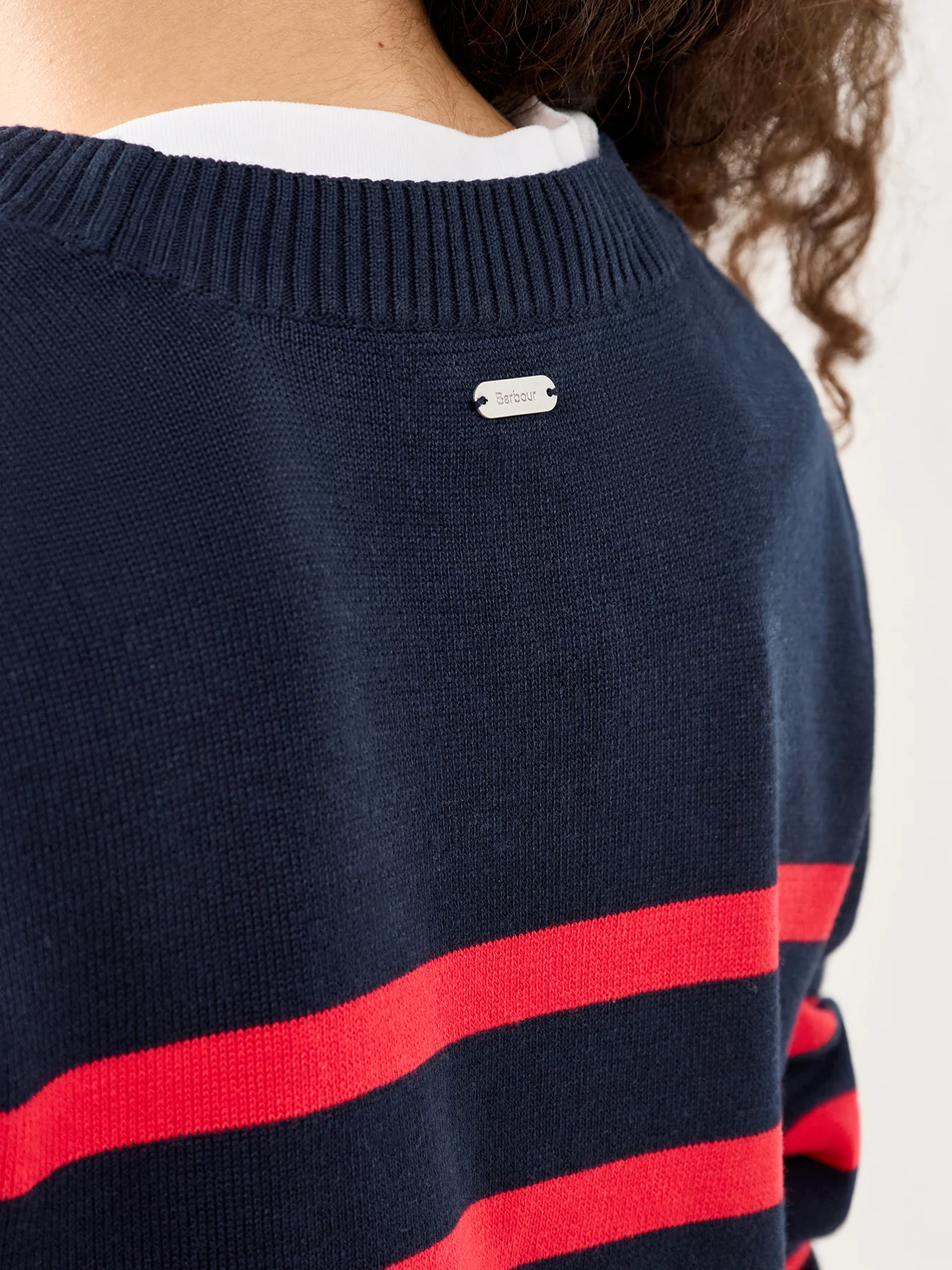 Fern Knitted Jumper Navy Red - Image 3