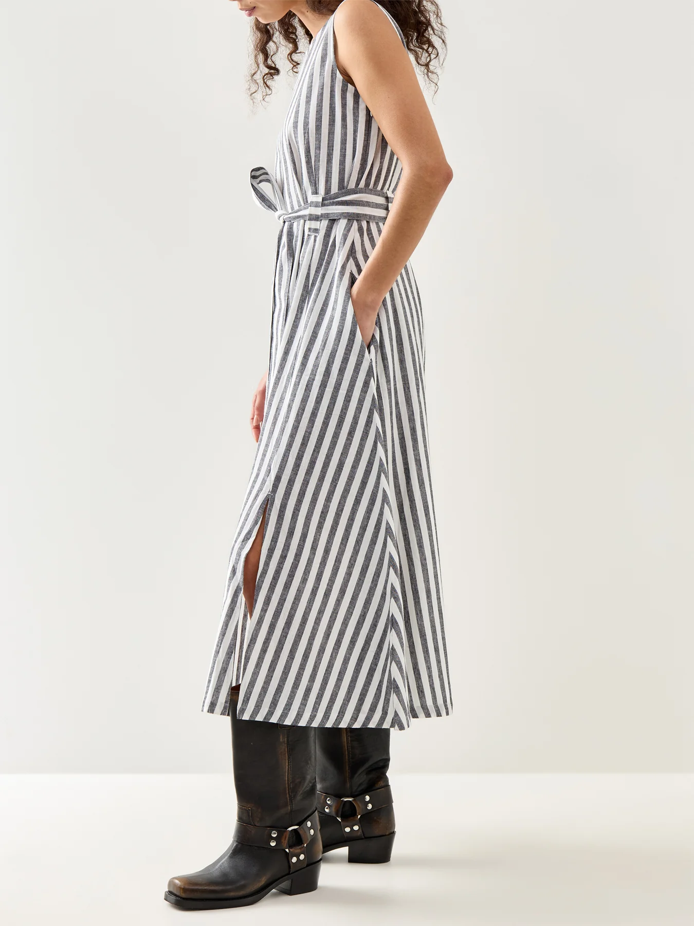 Inez Midi Dress Navy Stripe - Image 4