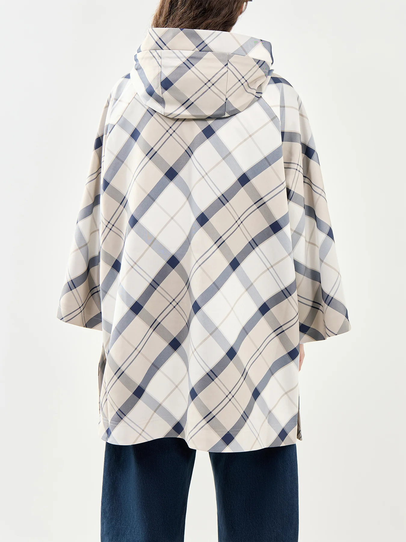 Kinsale Tartan Showerproof Cape Navy - Image 5
