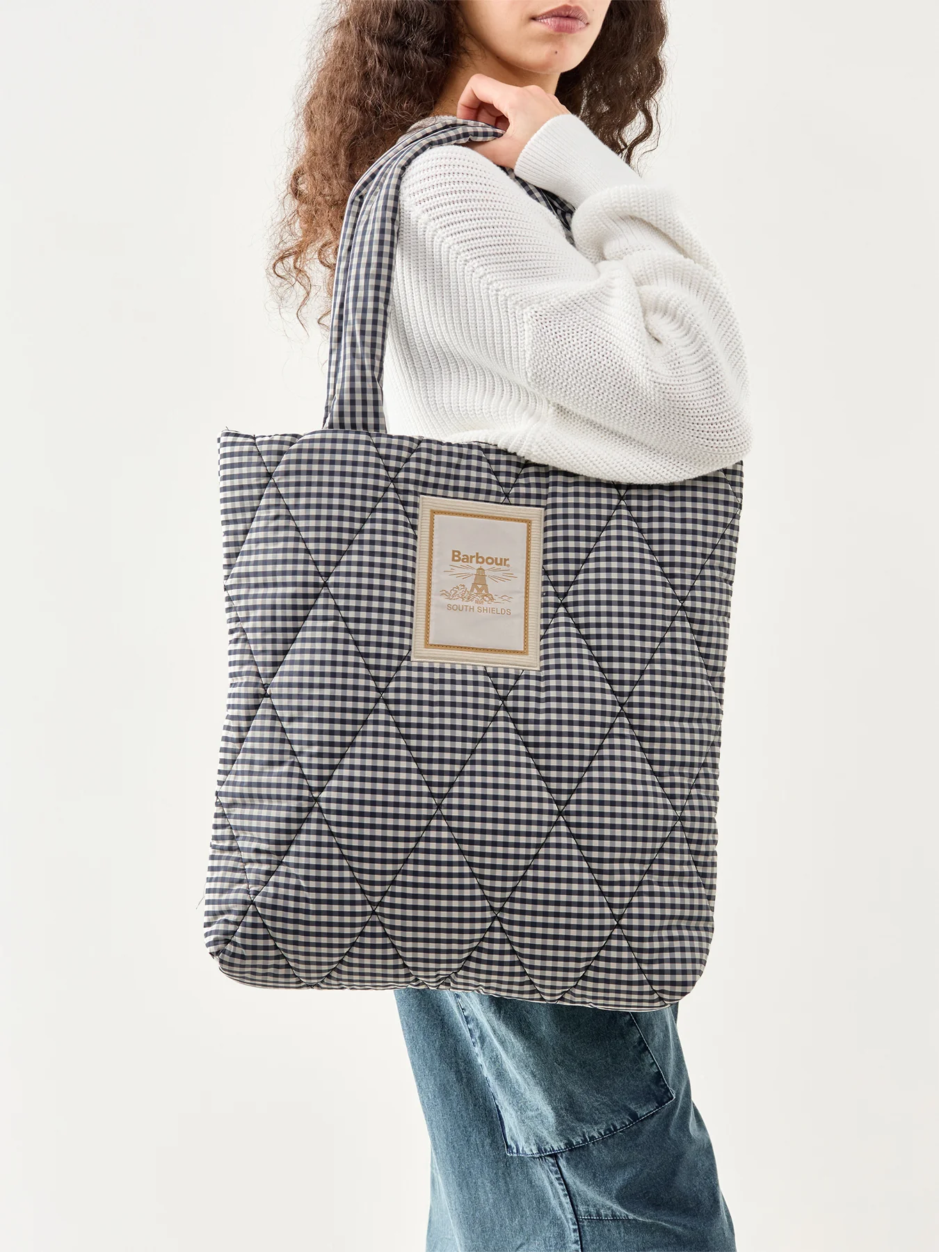 Riah Quilted Tote Bag Gingham - Image 2