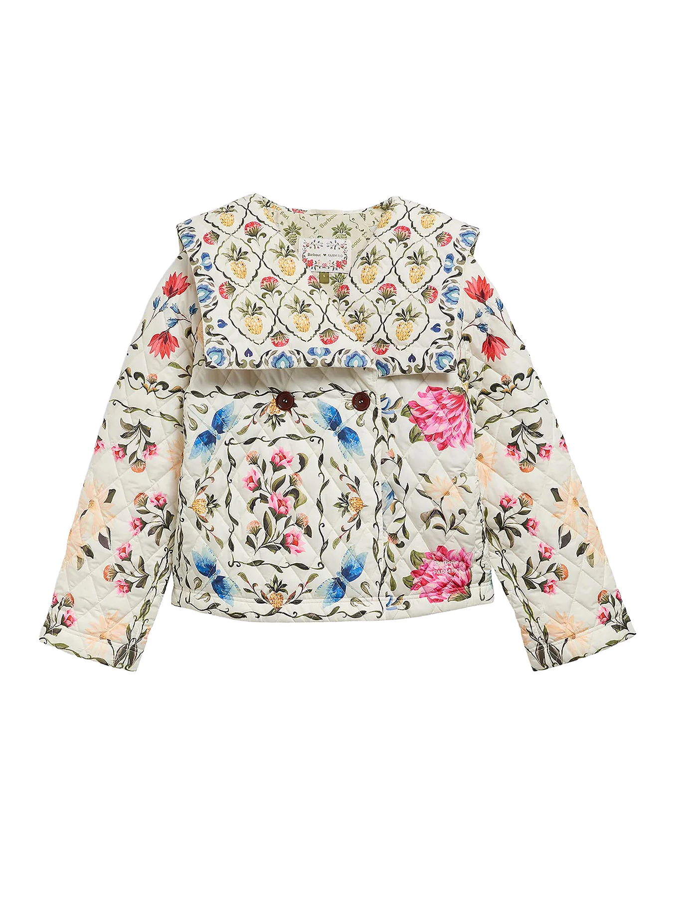 Barbour x Farm Rio Azelia Quilted Jacket Cream