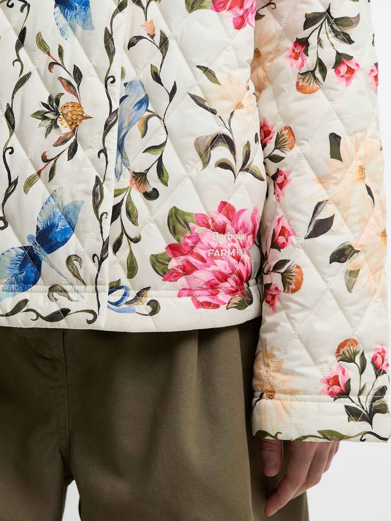 Barbour x Farm Rio Azelia Quilted Jacket Cream - Image 3