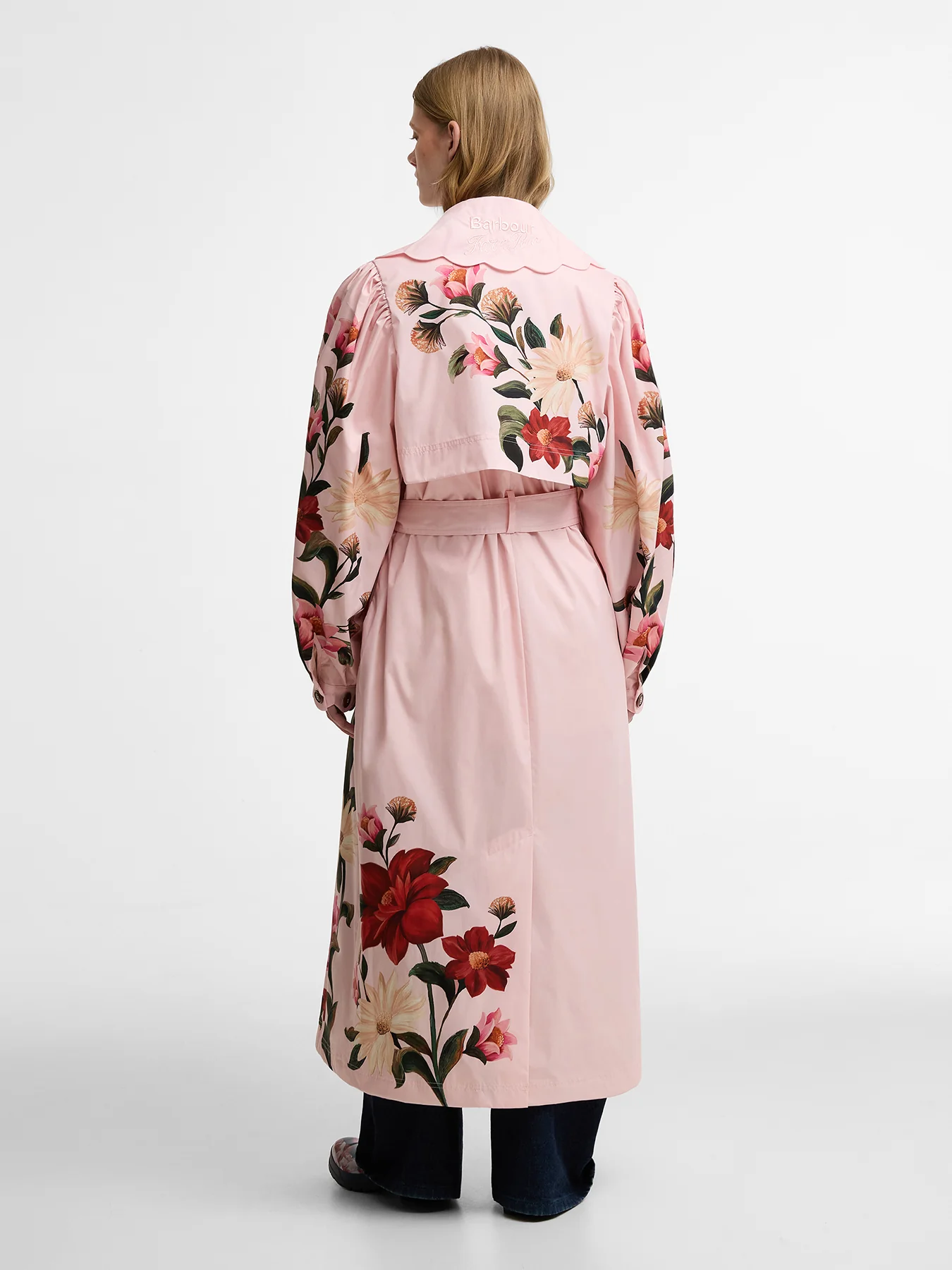 Barbour x Farm Rio Bromelia Showerproof Trench Coat Pink - Image 5