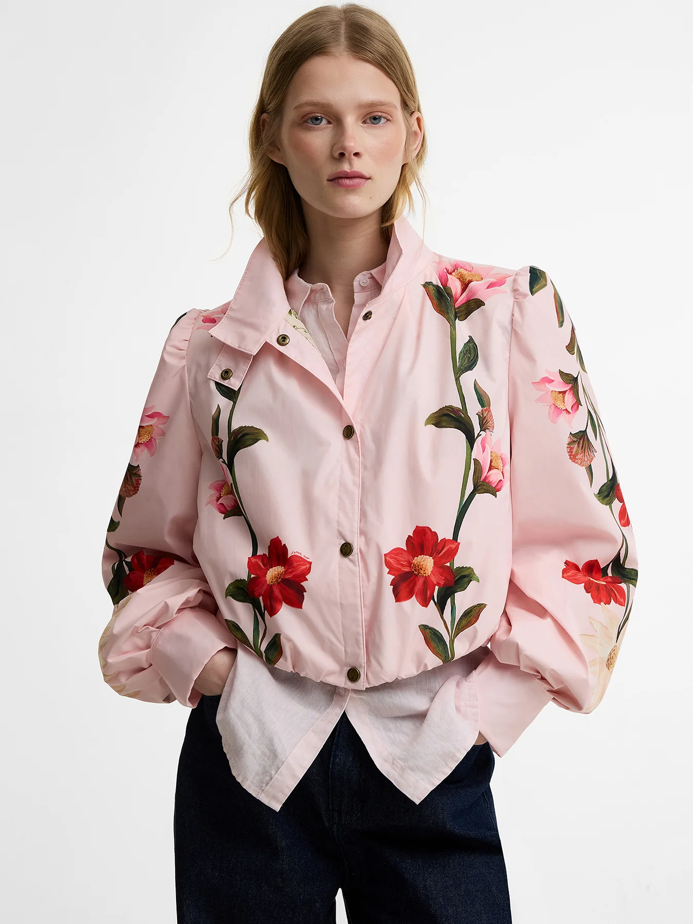 Barbour x Farm Rio Madelena Showerproof Jacket Pink - Image 4
