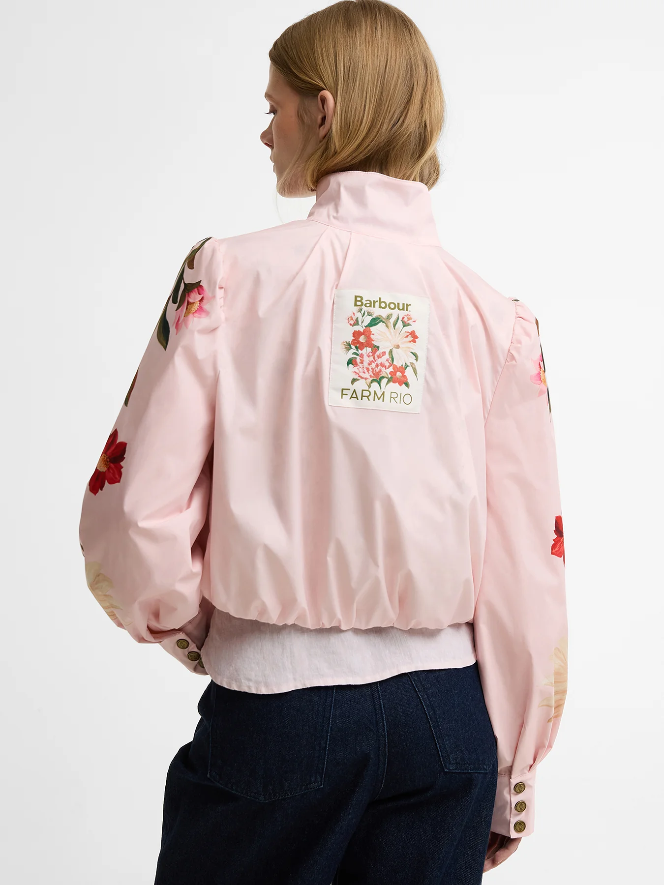 Barbour x Farm Rio Madelena Showerproof Jacket Pink - Image 5