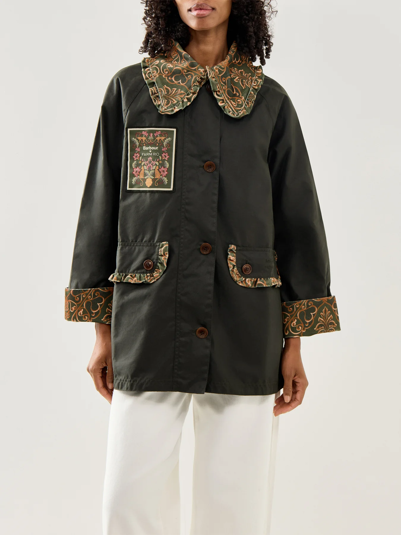 Womens Barbour X Farm Rio Maria-Clara Wax Jacket - Image 4