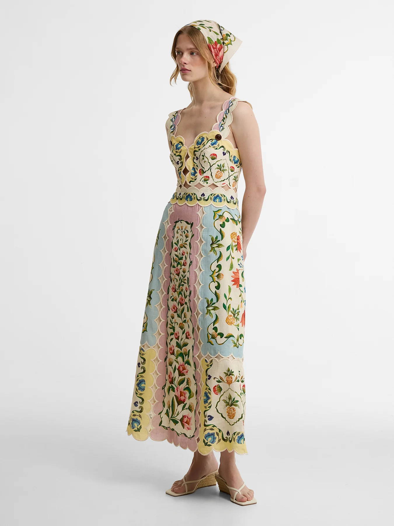 Barbour x Farm Rio Petal Dress Cream - Image 2