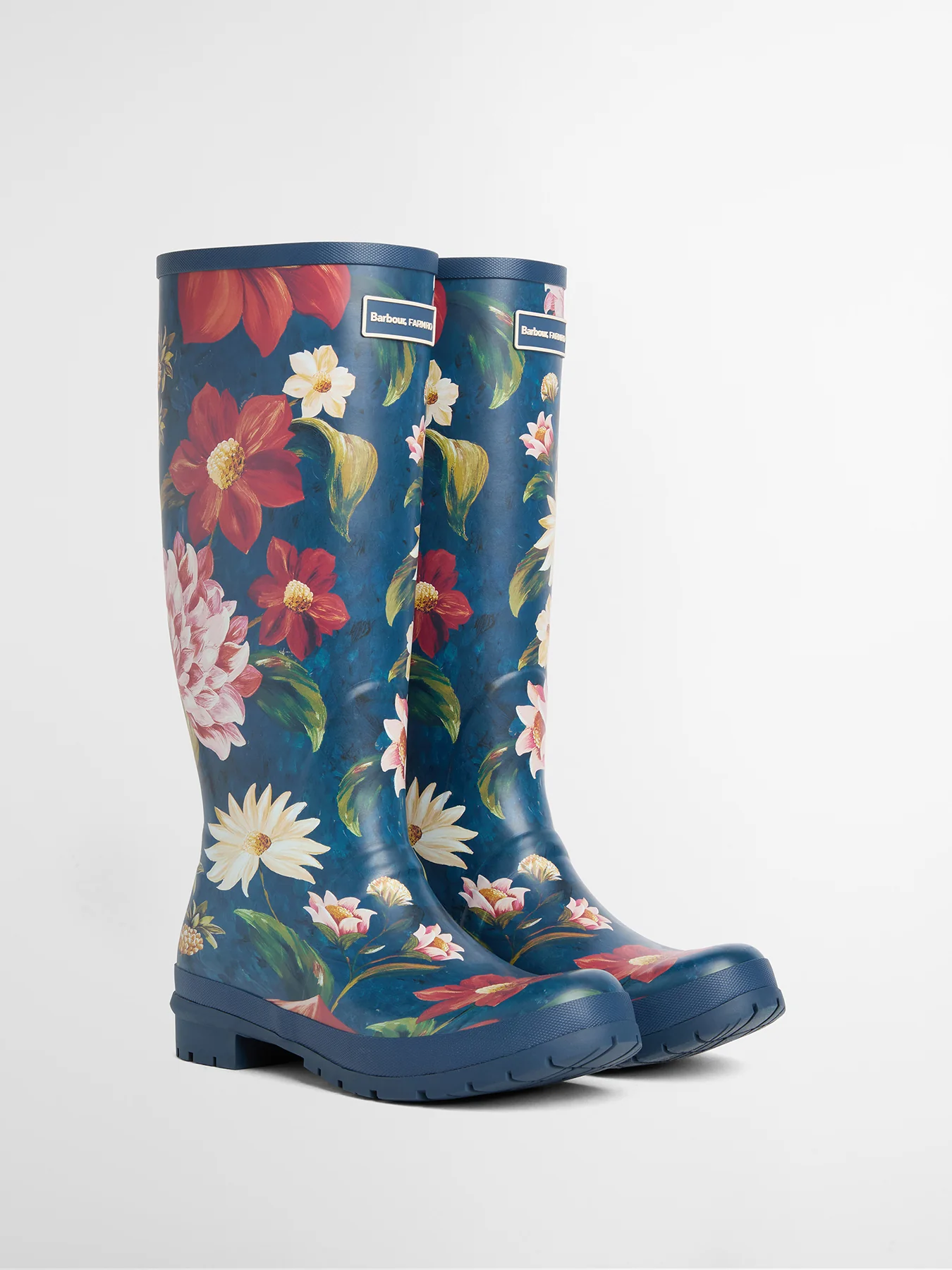 Barbour x Farm Rio Wild Flower Wellington Boots Navy - Image 4