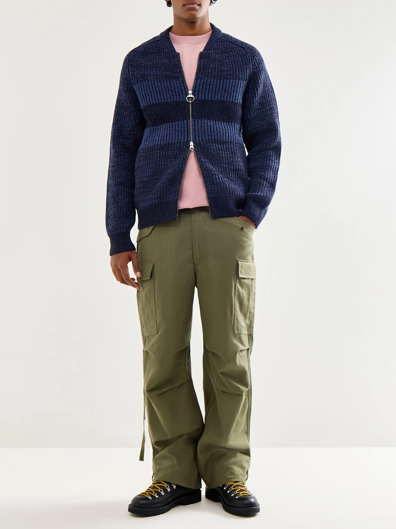 Knitted Bomber Jacket Navy - Image 2