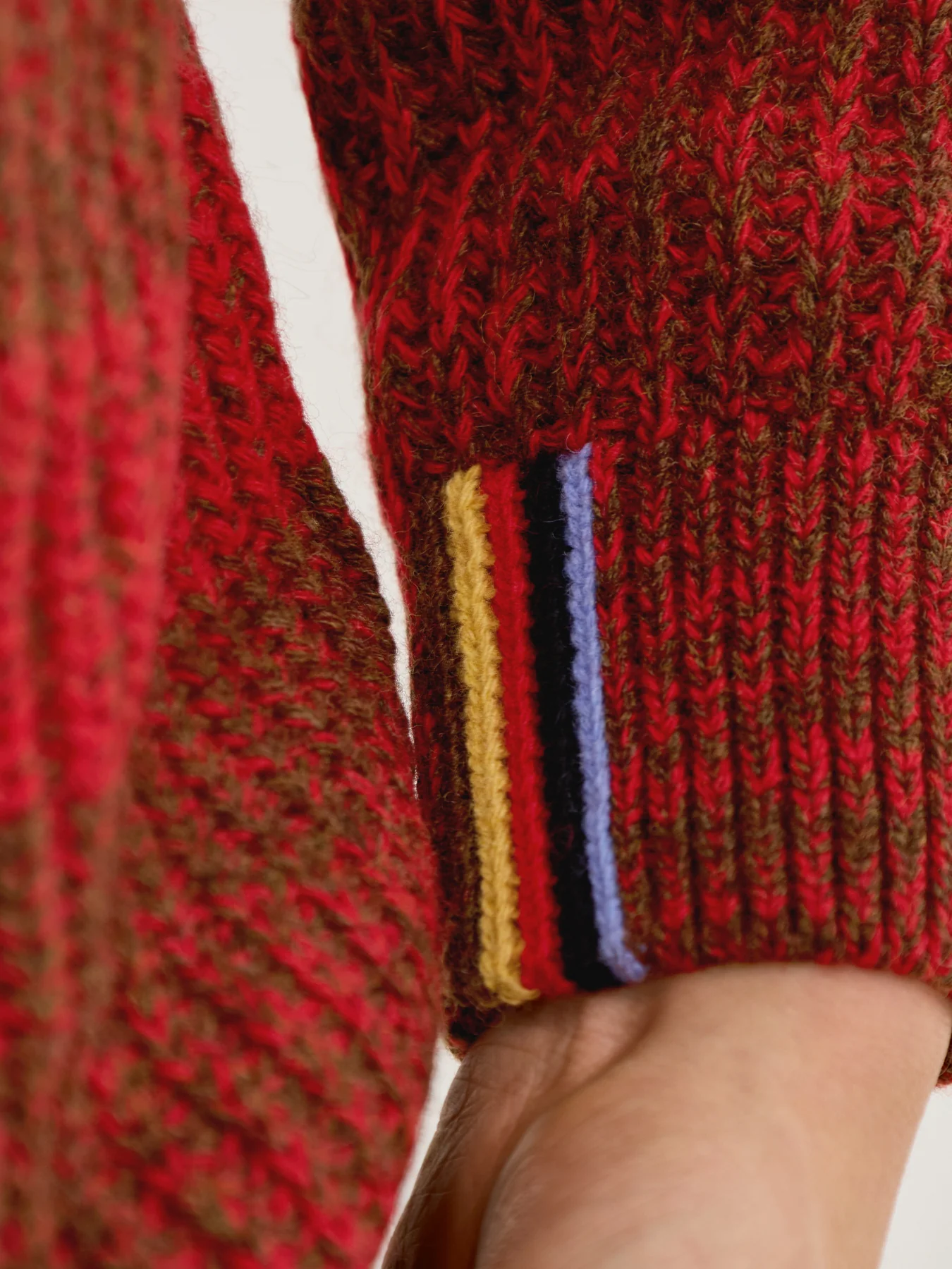 Paul Smith Loves Barbour Saddle Crew Neck Jumper Rosette Red - Image 3