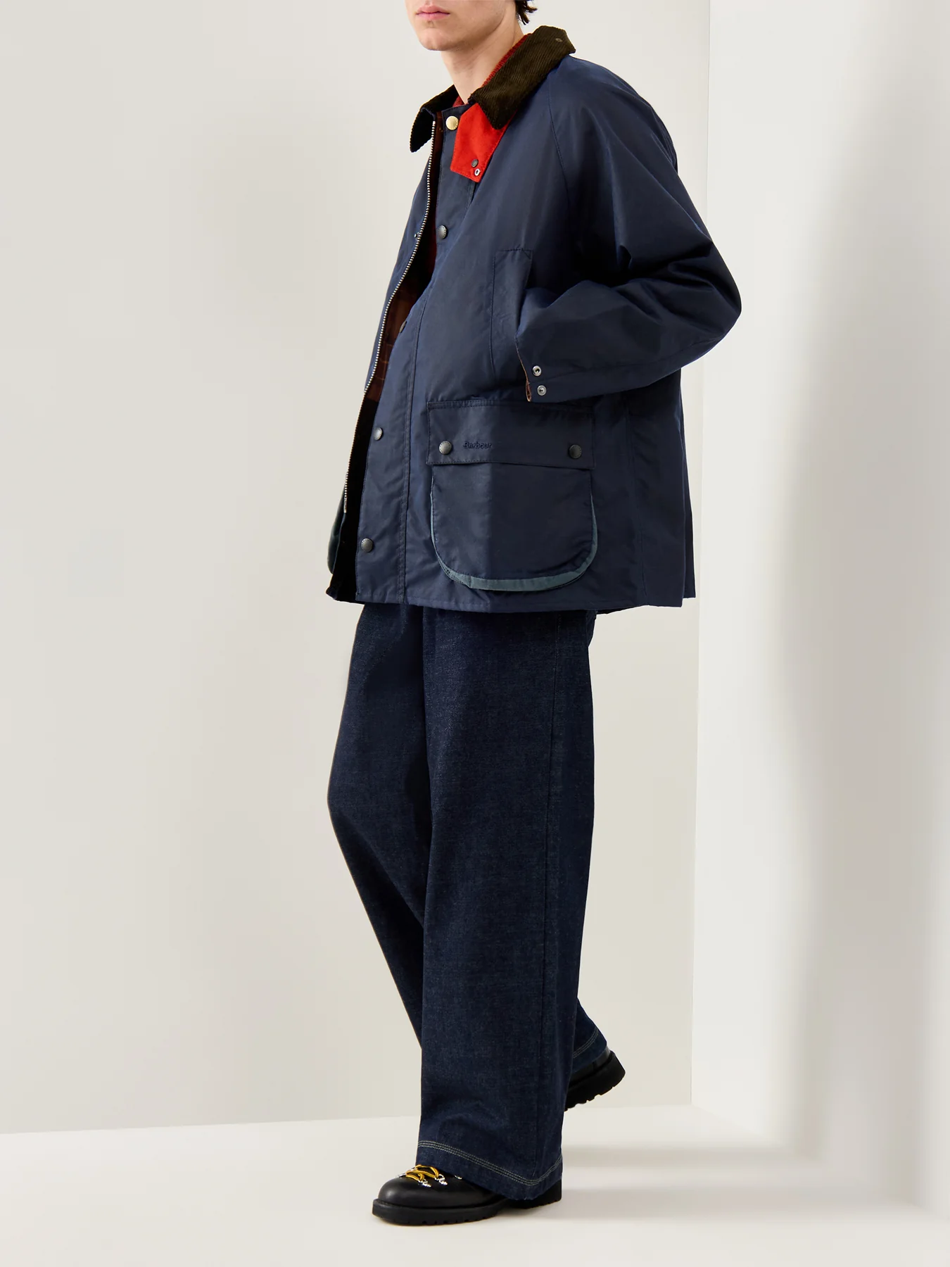 Mens Paul Smith Loves Barbour Bedale Wax Jacket Night Sky - Image 2