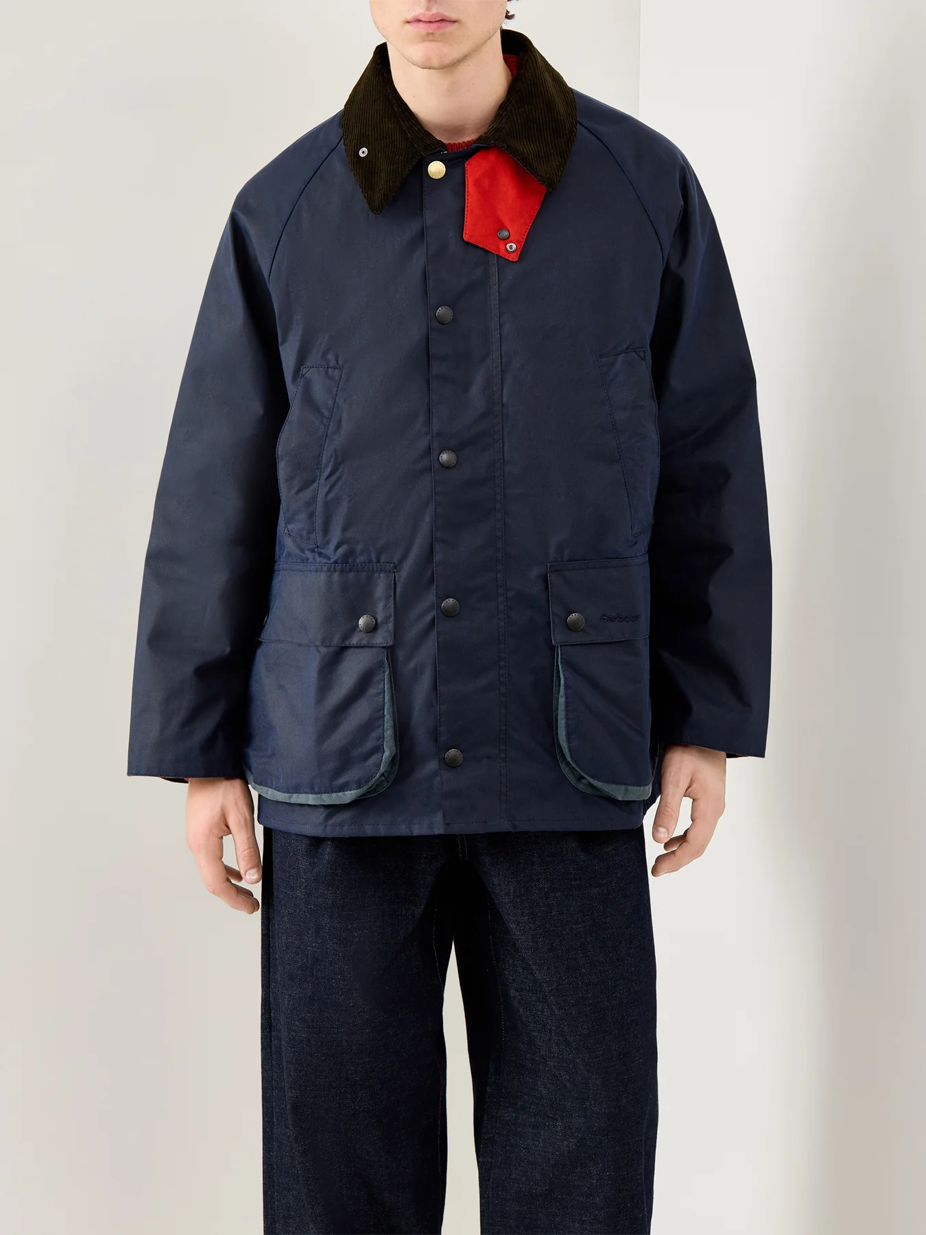 Mens Paul Smith Loves Barbour Bedale Wax Jacket Night Sky - Image 4