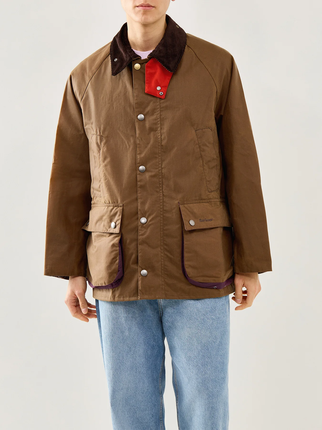 Mens Paul Smith Loves Barbour Bedale Wax Jacket Tan - Image 4