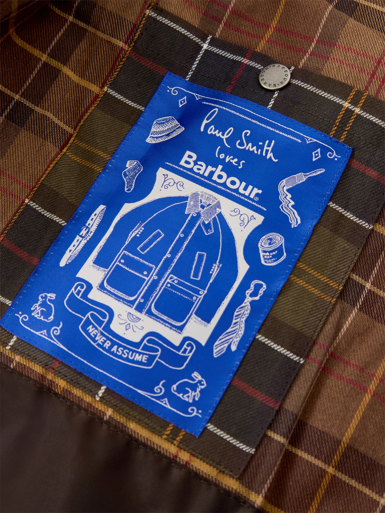 Mens Paul Smith Loves Barbour Oversized Bedale Striped Wax Jacket - Image 3
