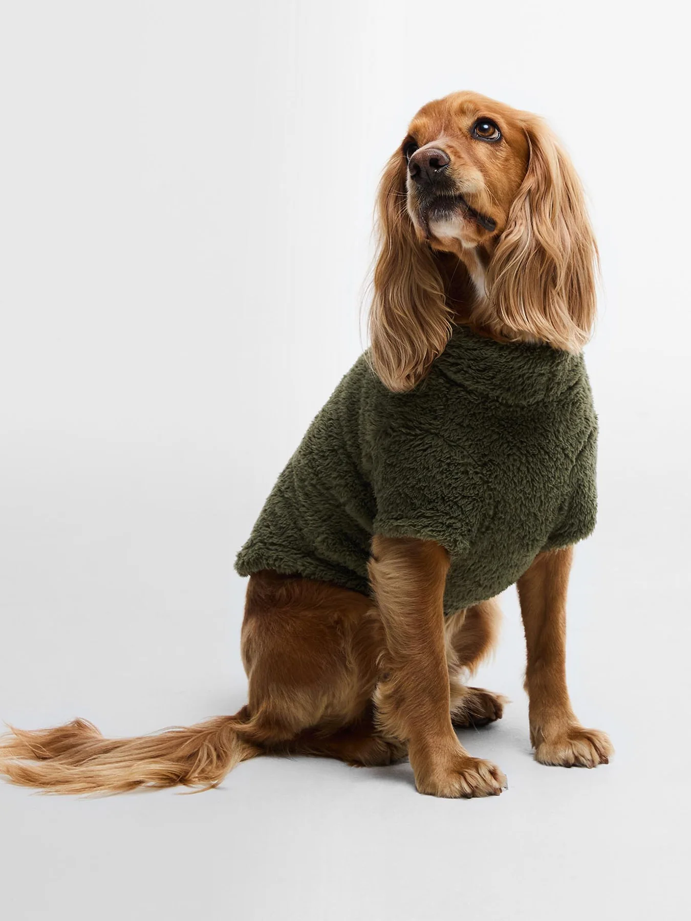 Brindle Fleece Dog Jumper Olive Medium - Image 2