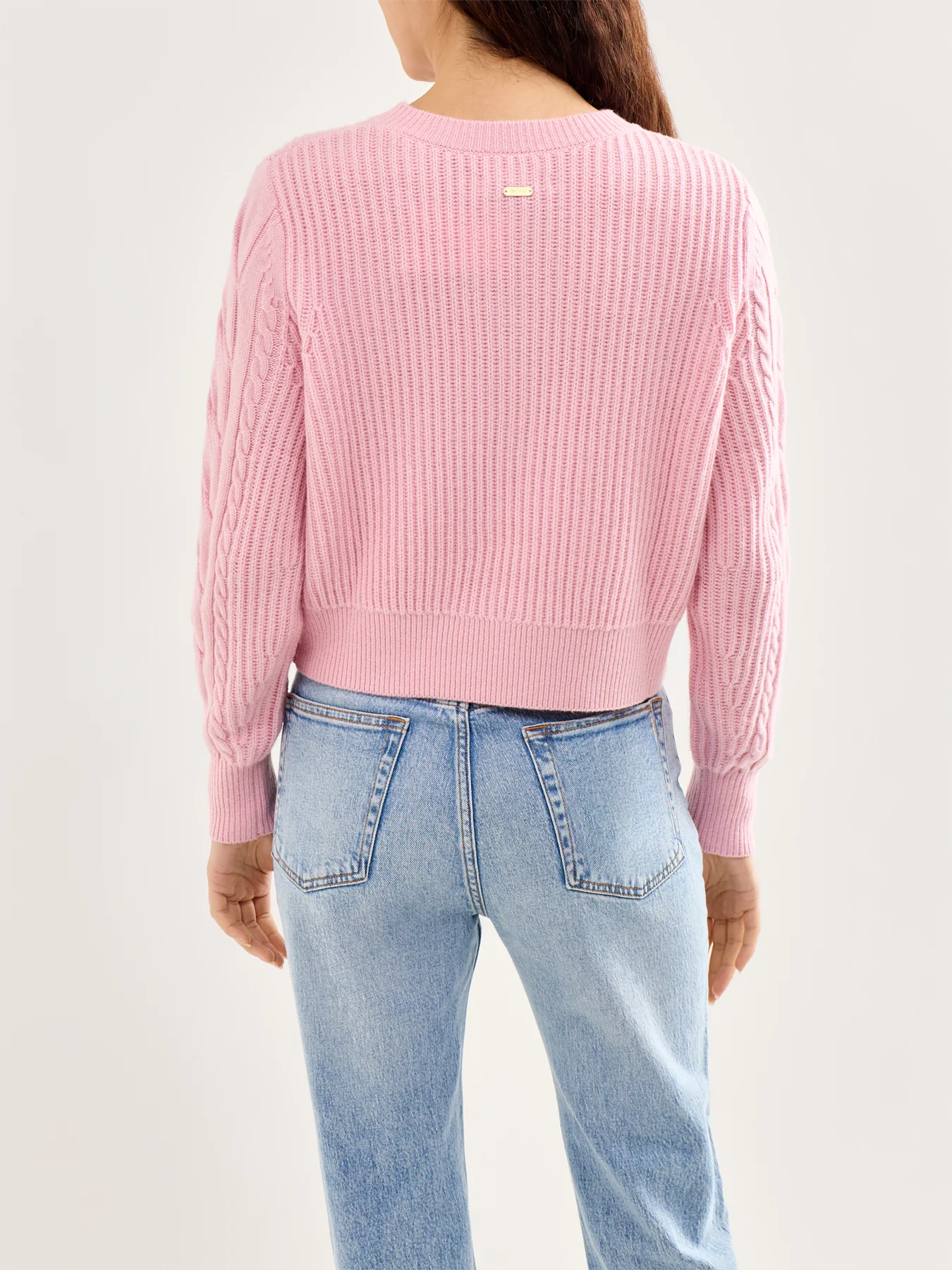Elina Knitted Crew Neck Cardigan Pink - Image 5