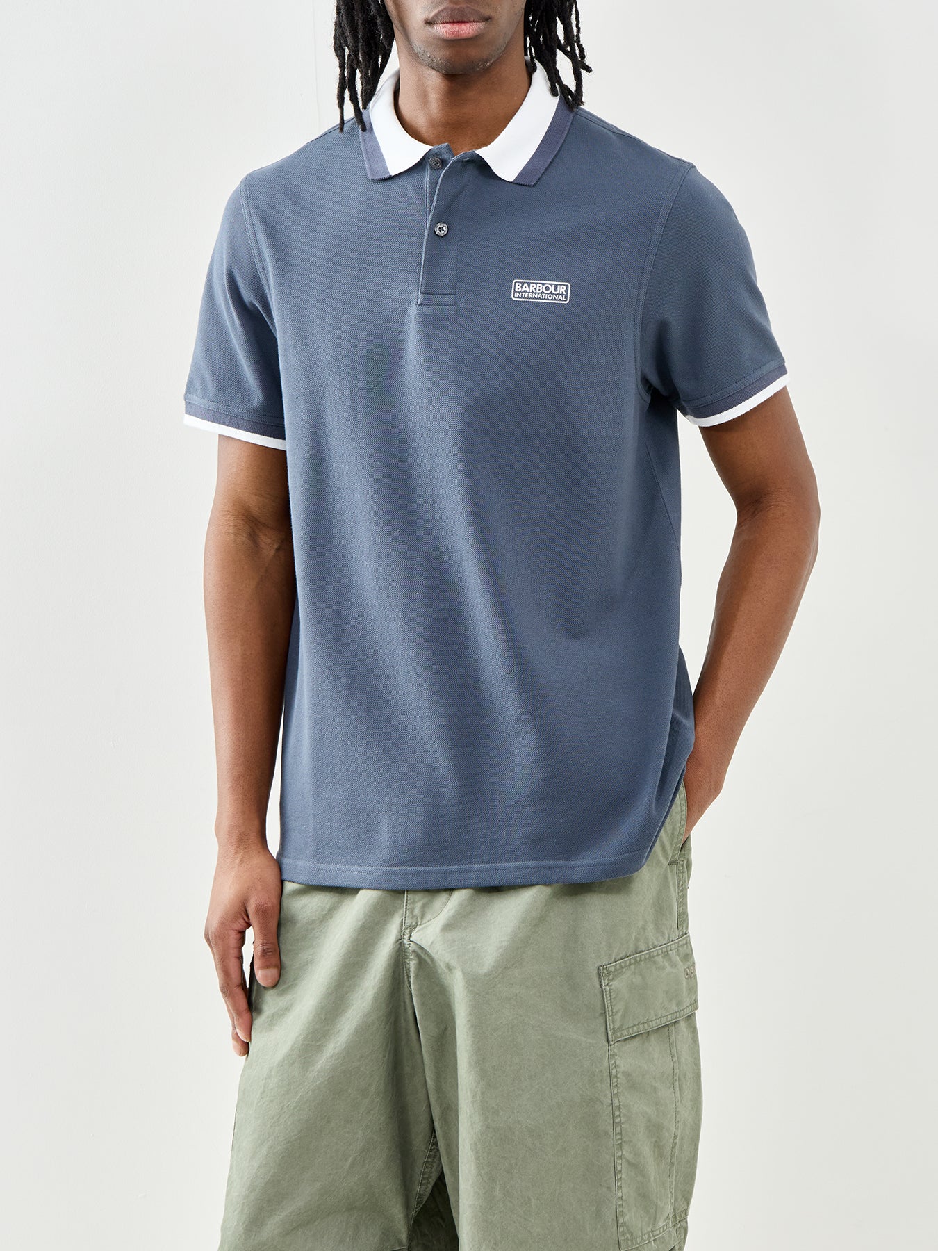 Barbour International Amped Cotton Polo Shirt Grey - Image 4