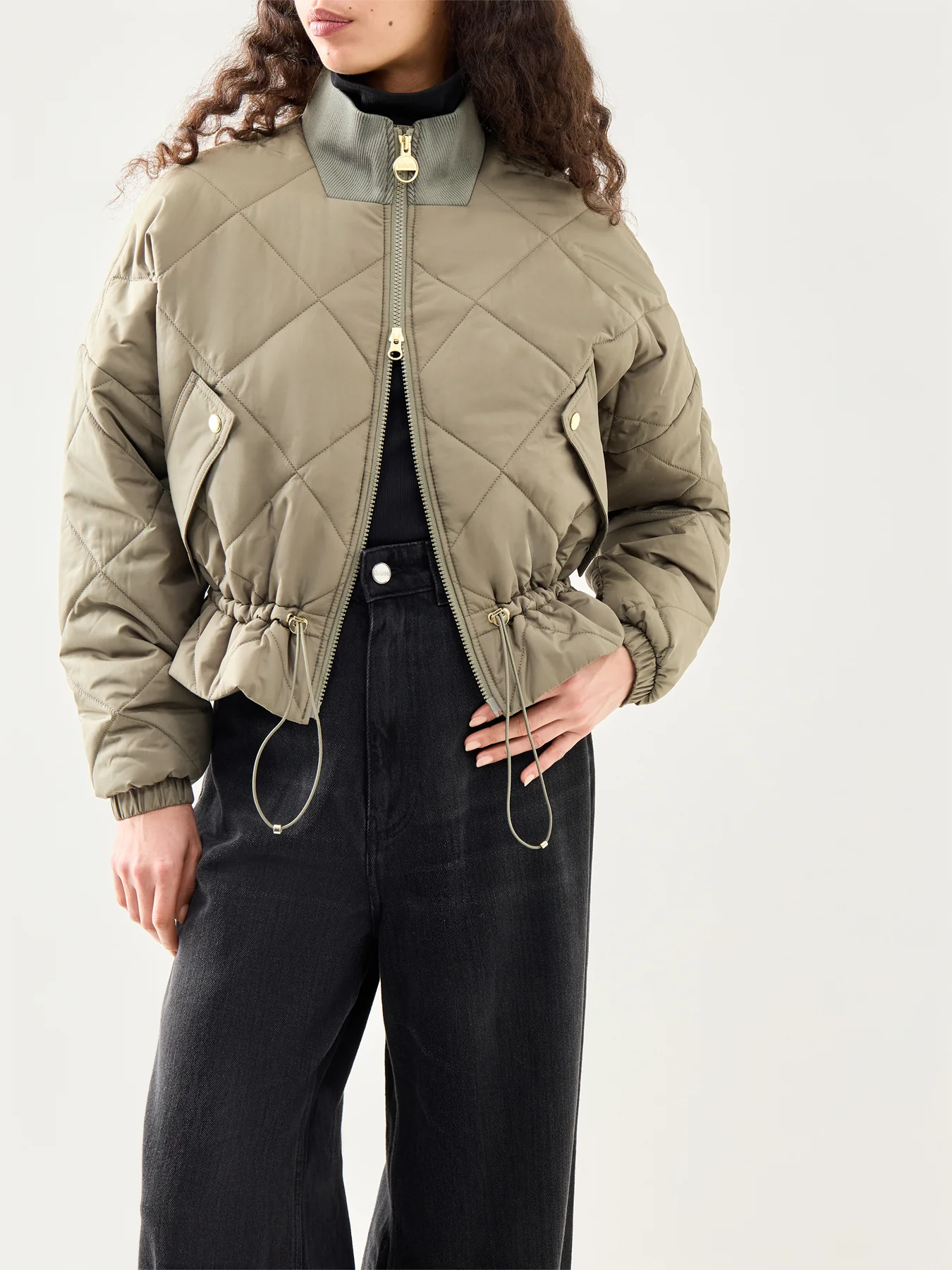 Pagan Quilted Jacket Khaki - Image 4