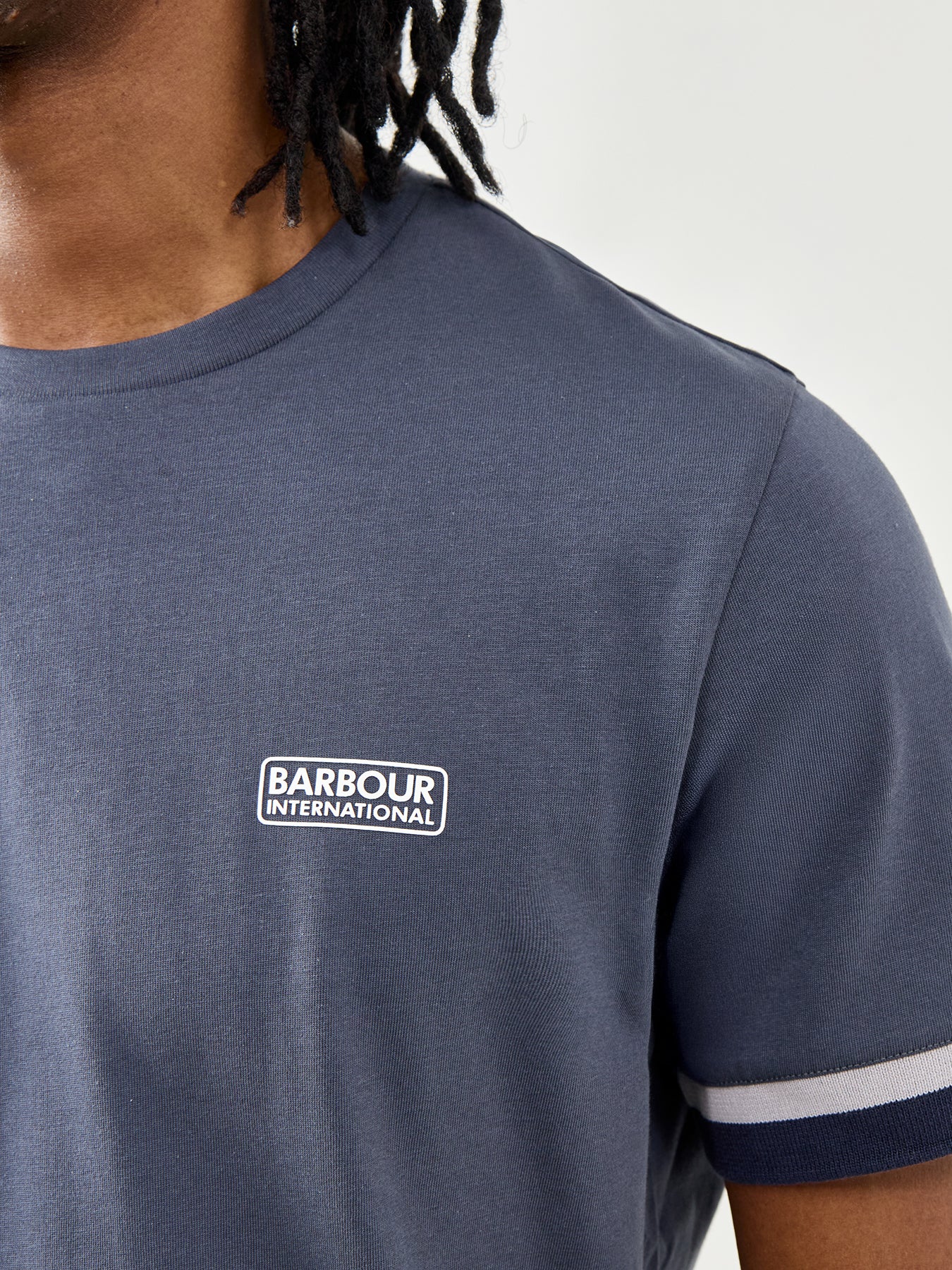 Barbour International Evan Tipped Cotton T-Shirt Grey - Image 3
