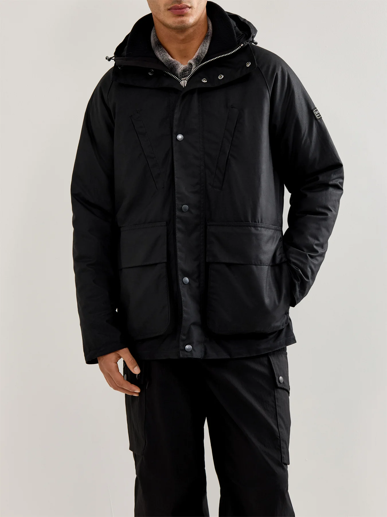 Mens Oakdale Wax Jacket Black - Image 4