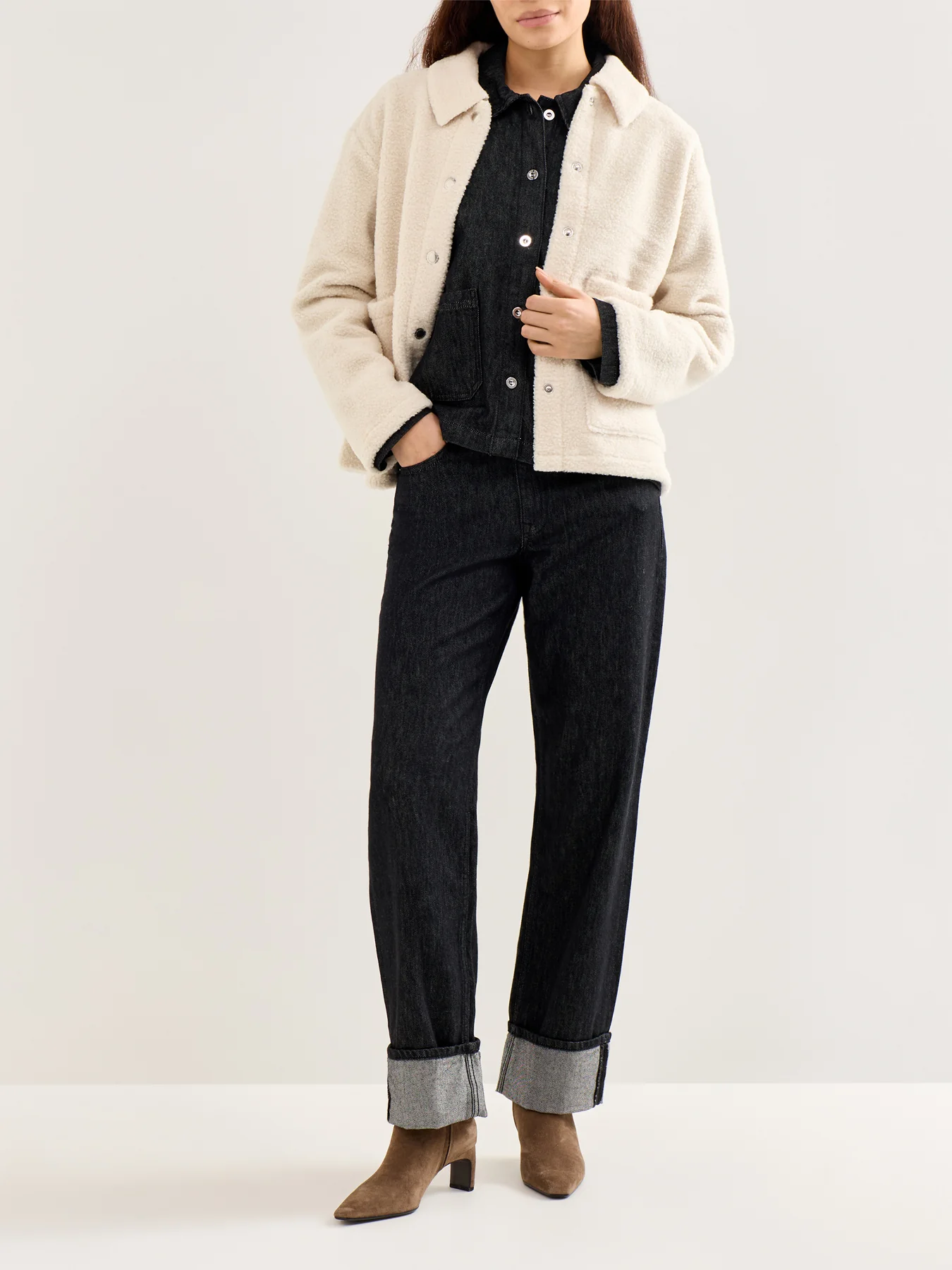 Rae Fleece Overshirt Cream - Image 2