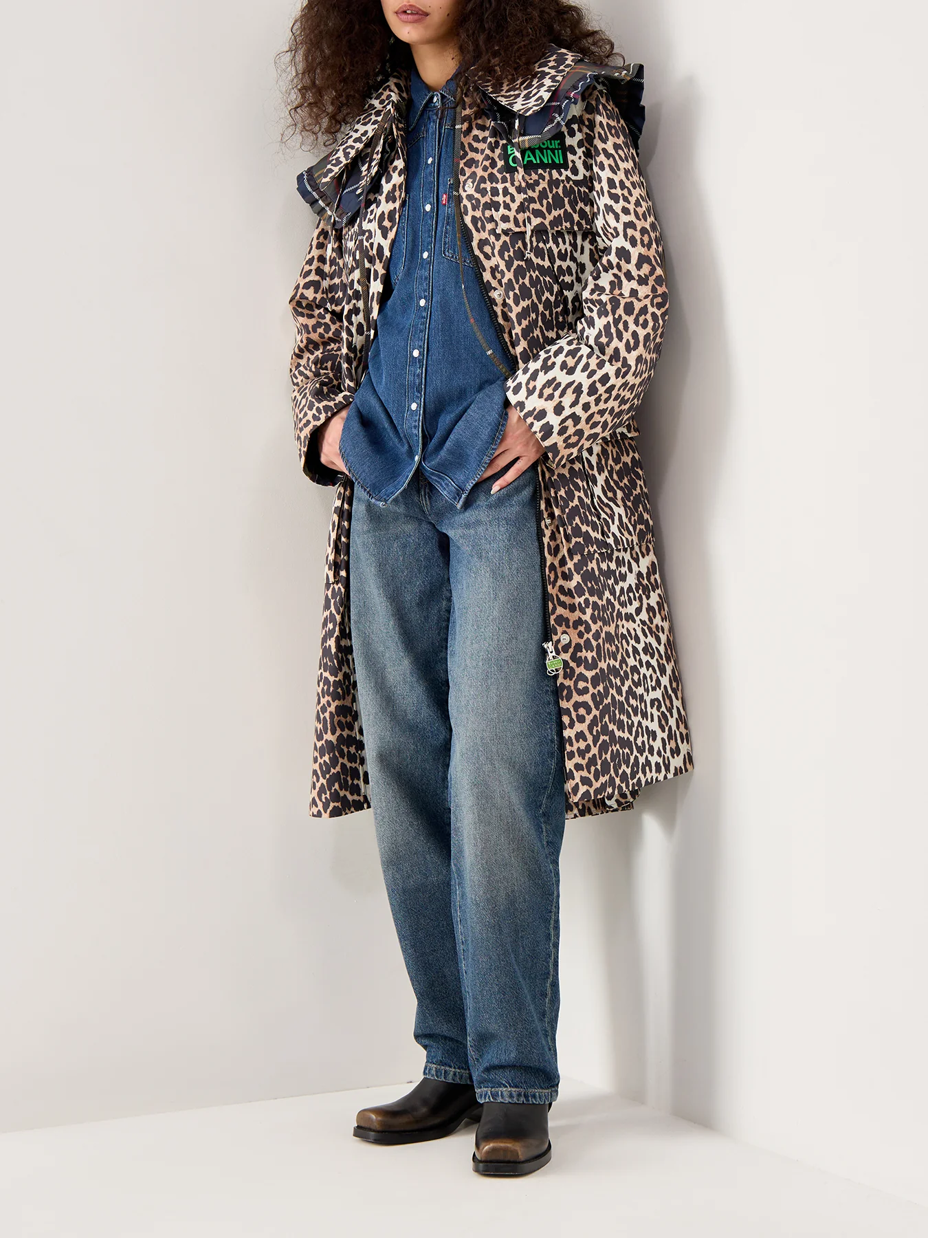 Barbour x Ganni Leopard Waterproof Parka Jacket - Image 2