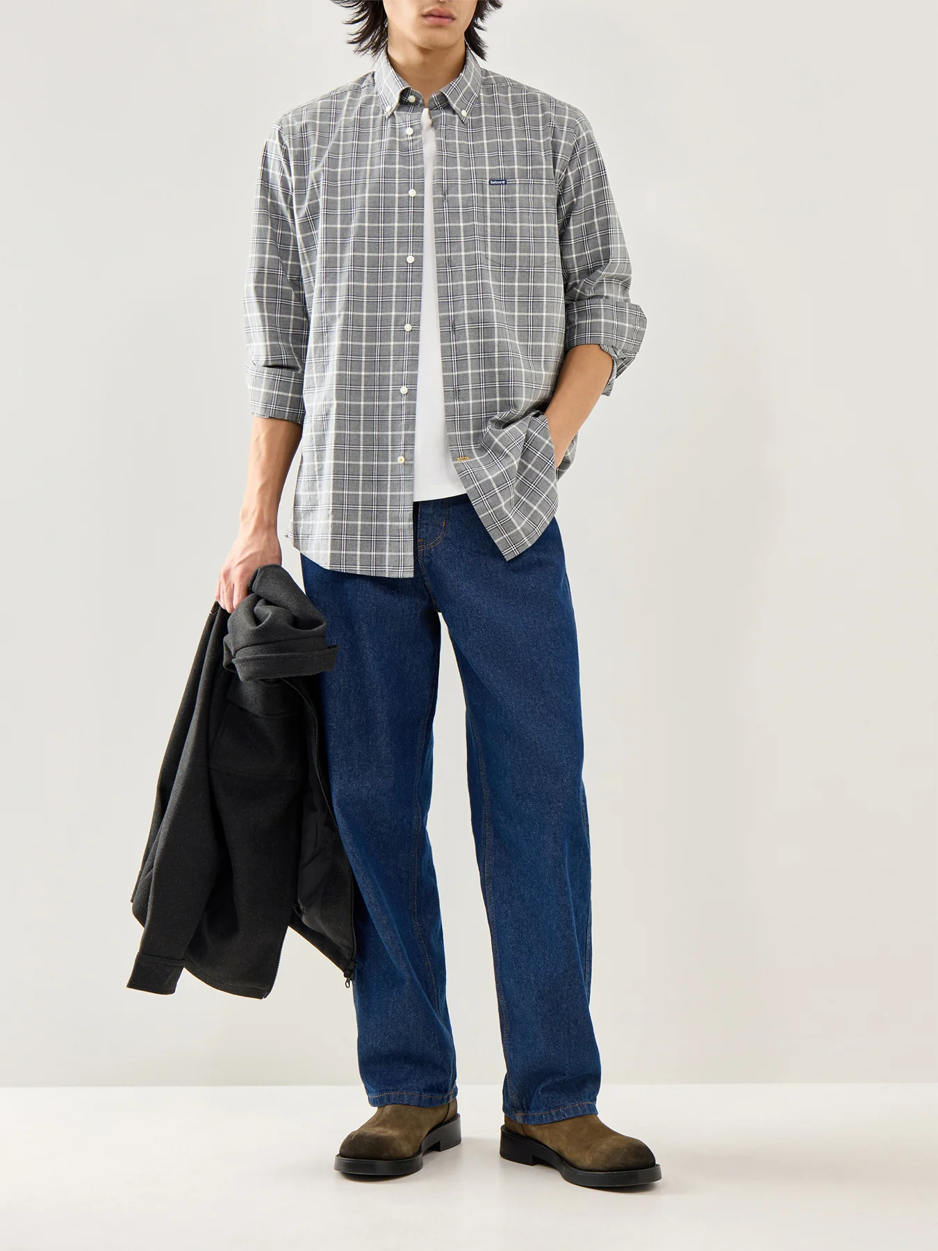 Bramham Checked Tailored Shirt Grey - Image 2