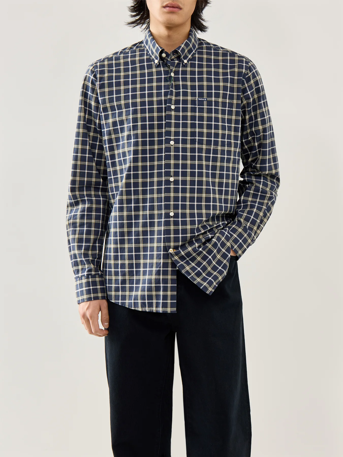 Bramham Checked Tailored Shirt Navy - Image 4